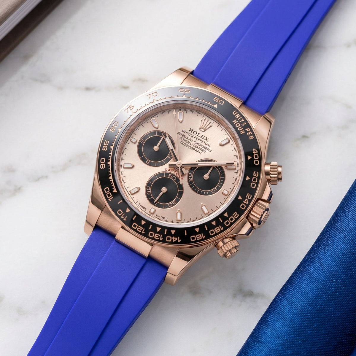 Blaues FKM-Kautschukarmband für Rolex Oysterflex – Daytona, Yacht-Master & Sky-Dweller - Helvetus