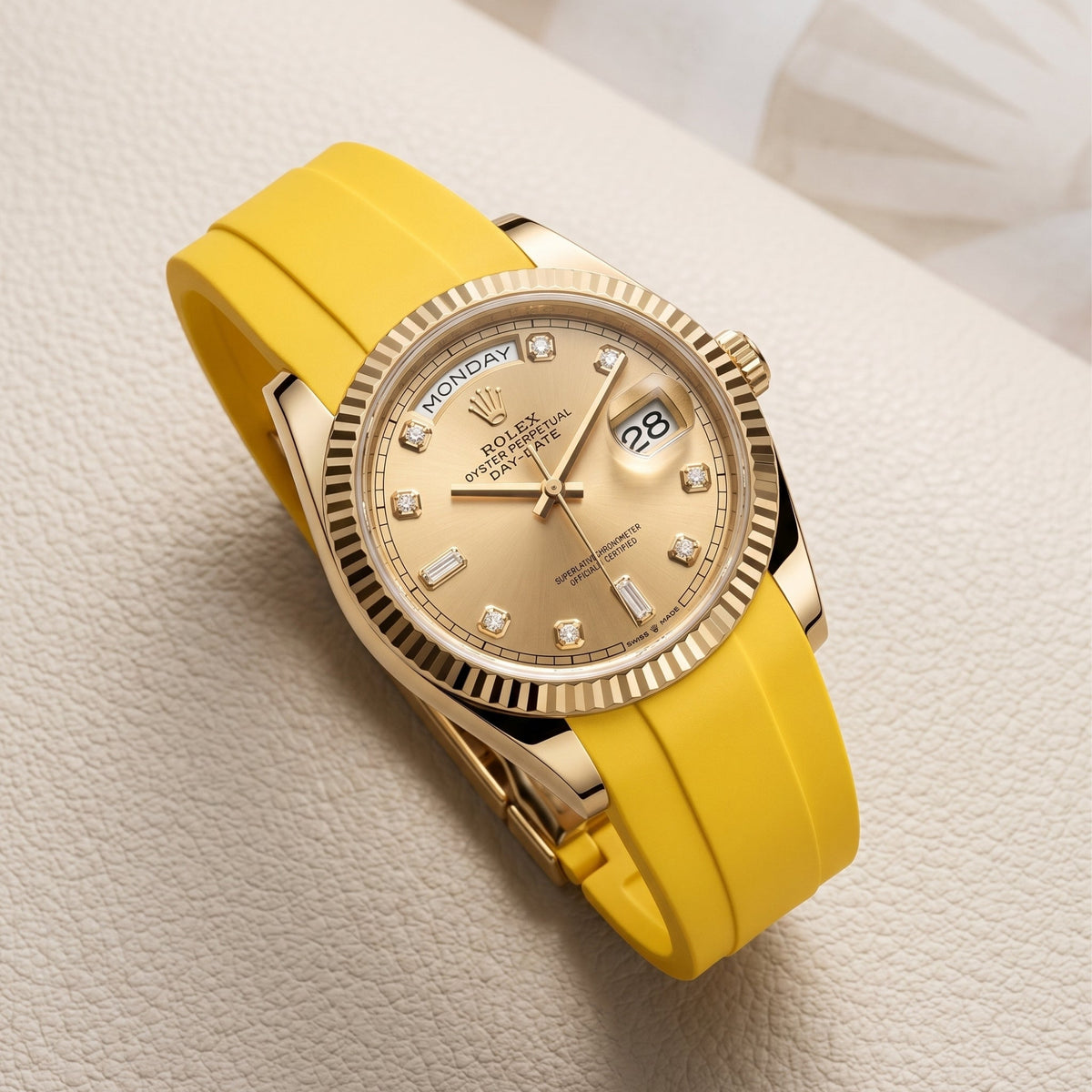Faltschliesse Kautschukarmband für Rolex Day-Date 40mm – Gelb - Helvetus