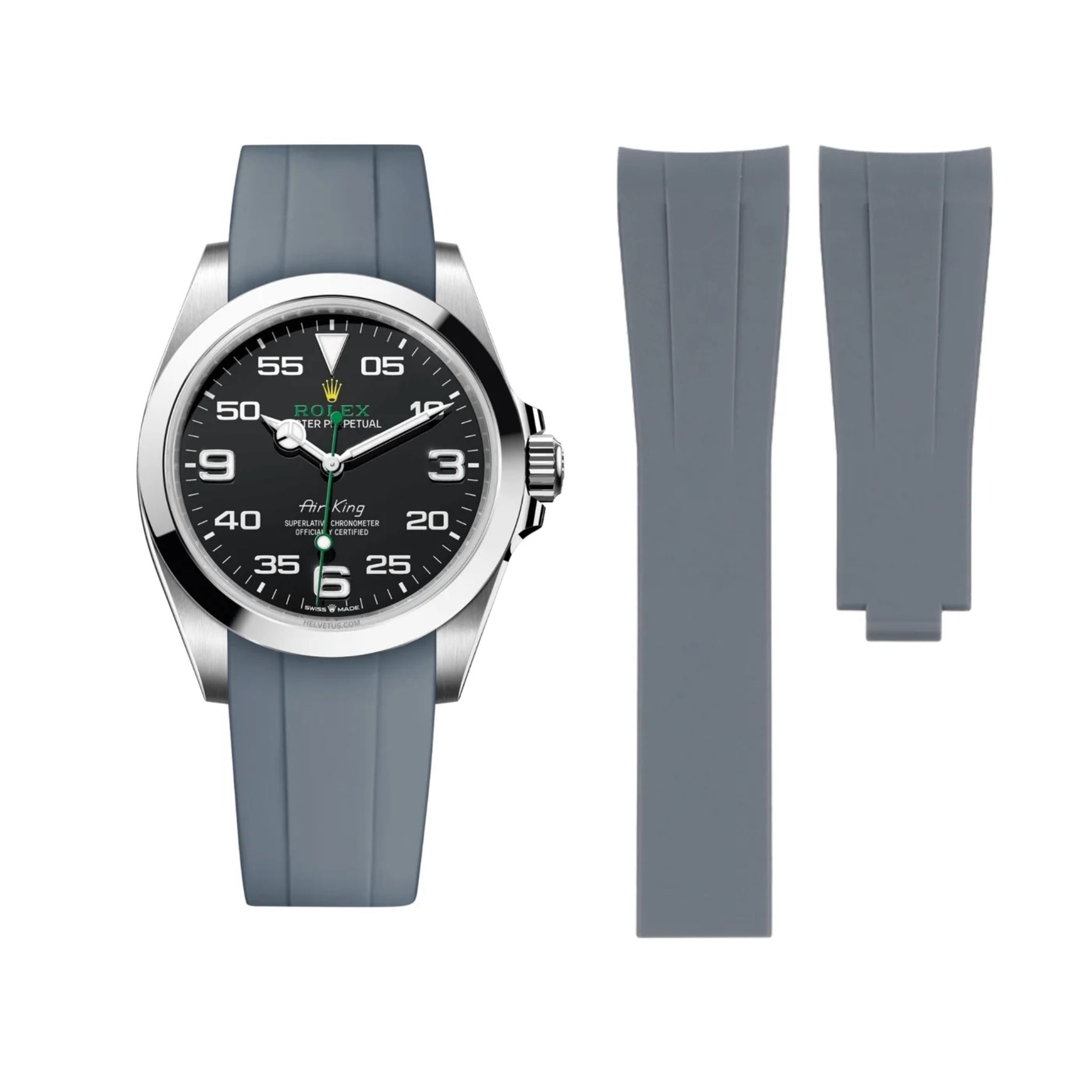 Faltschließe Kautschukarmband für Rolex Air - King 126900/116900 – Grau - Helvetus DE