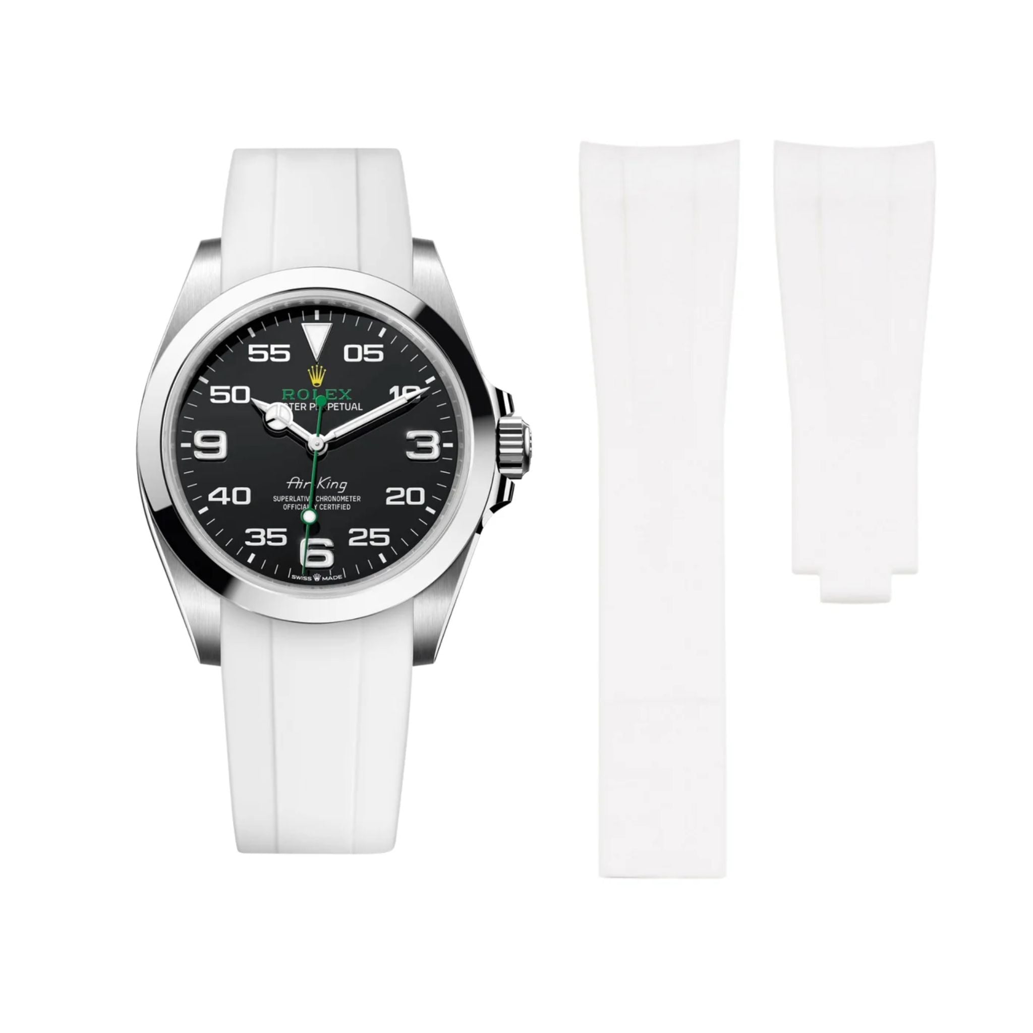 Faltschließe Kautschukarmband für Rolex Air - King 126900/116900 – Weiss - Helvetus DE