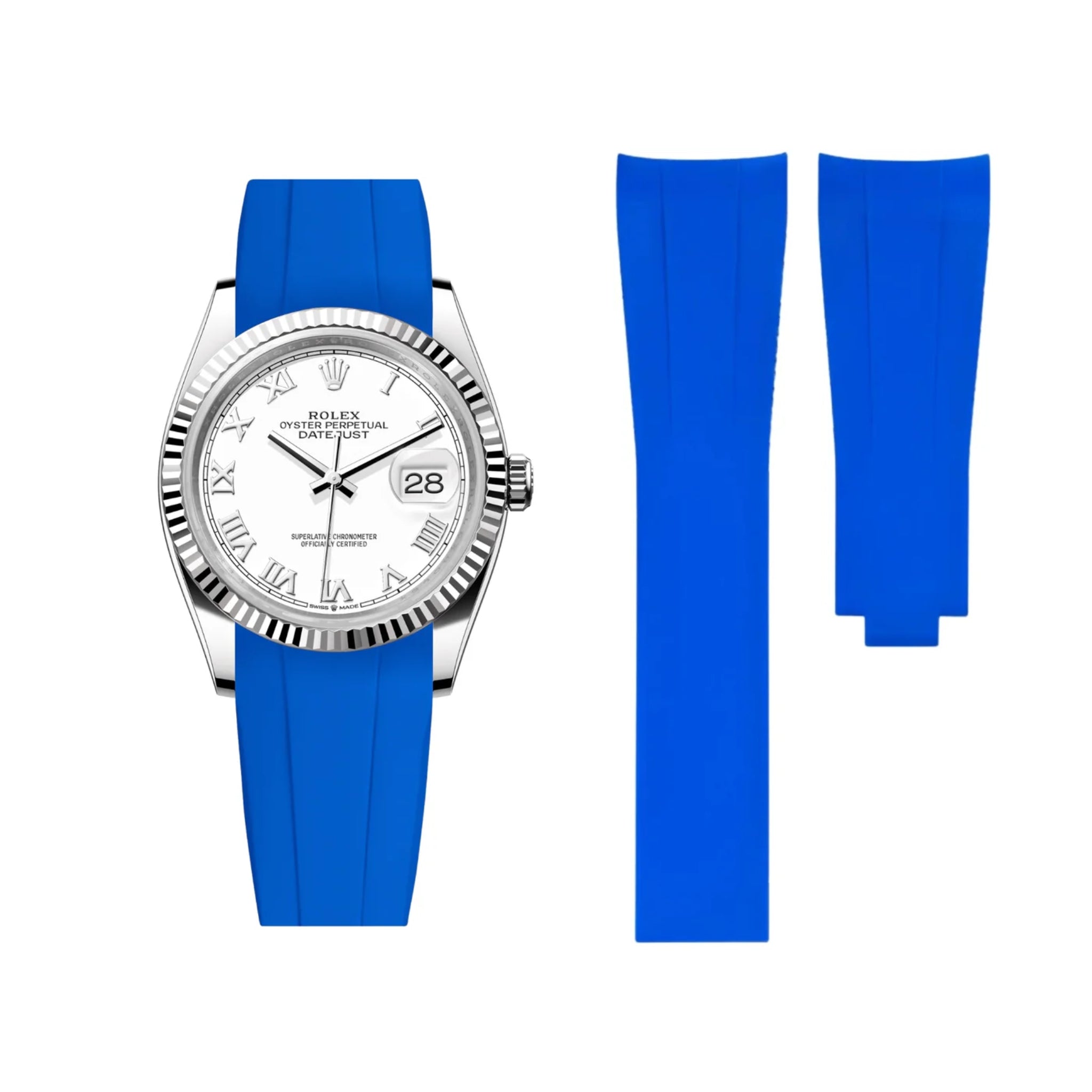Faltschließe Kautschukarmband für Rolex Datejust 36 – Blau - Helvetus DE