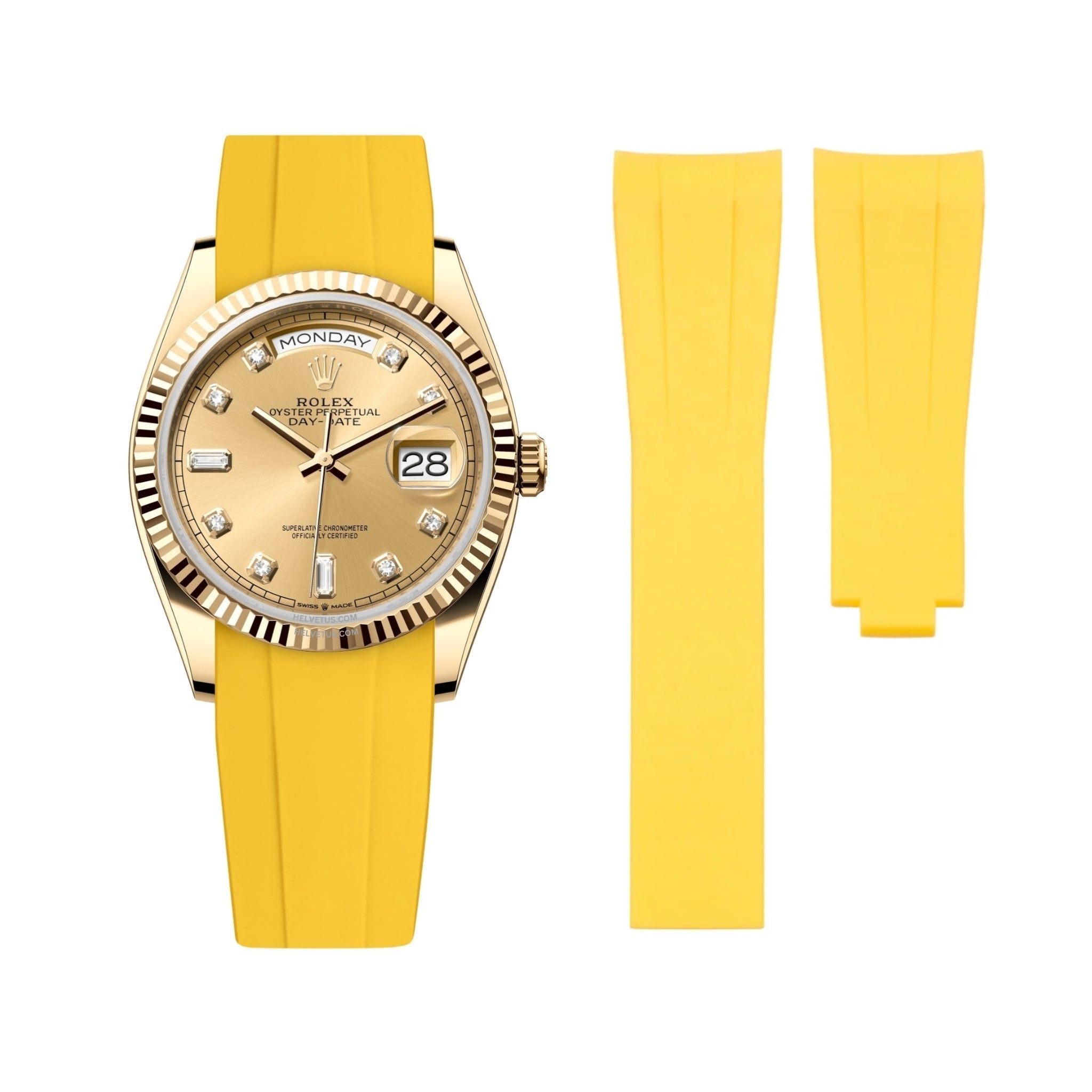 Faltschliesse Kautschukarmband für Rolex Day - Date 40mm – Gelb - Helvetus DE