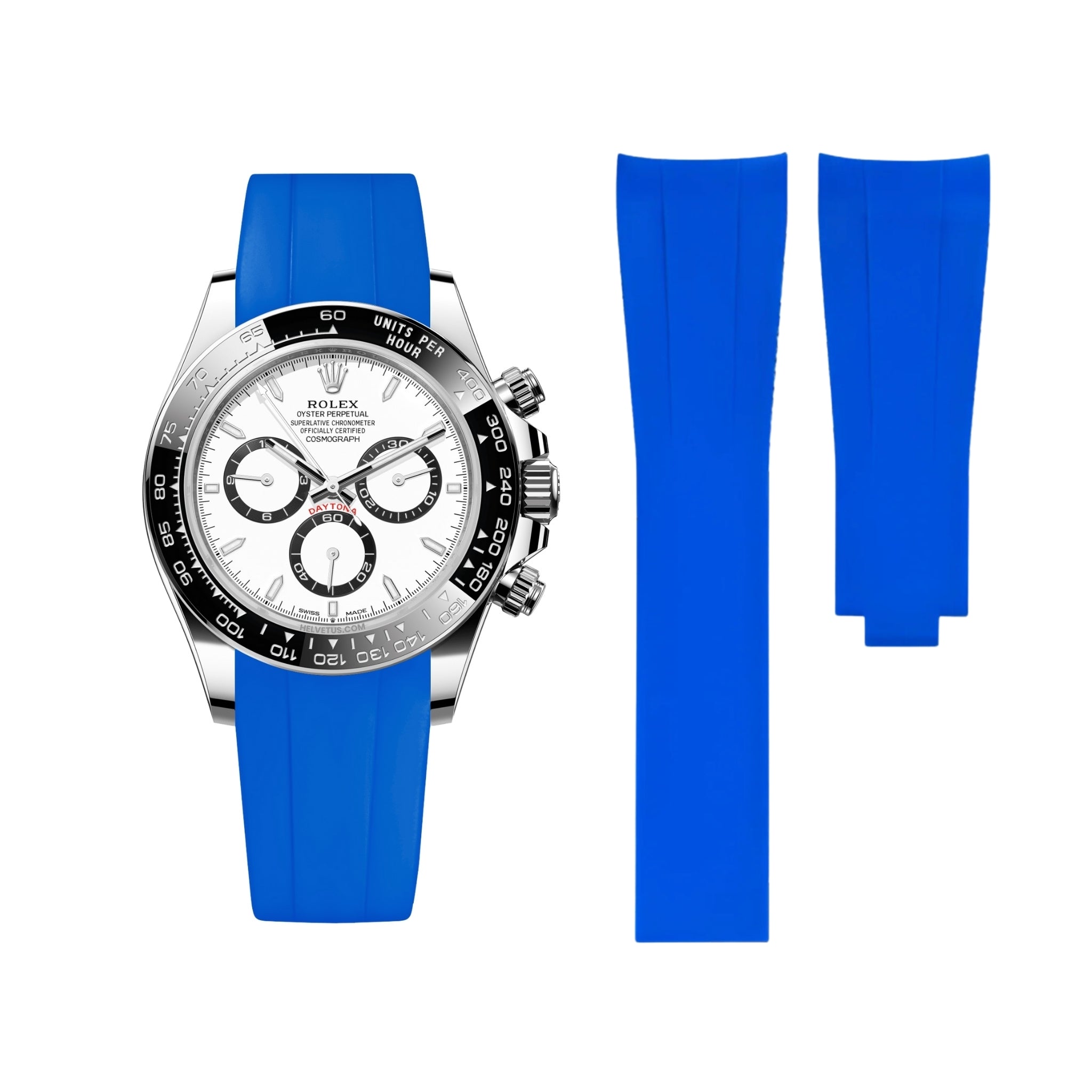 Faltschliesse Kautschukarmband für Rolex Daytona – Blau - Helvetus DE