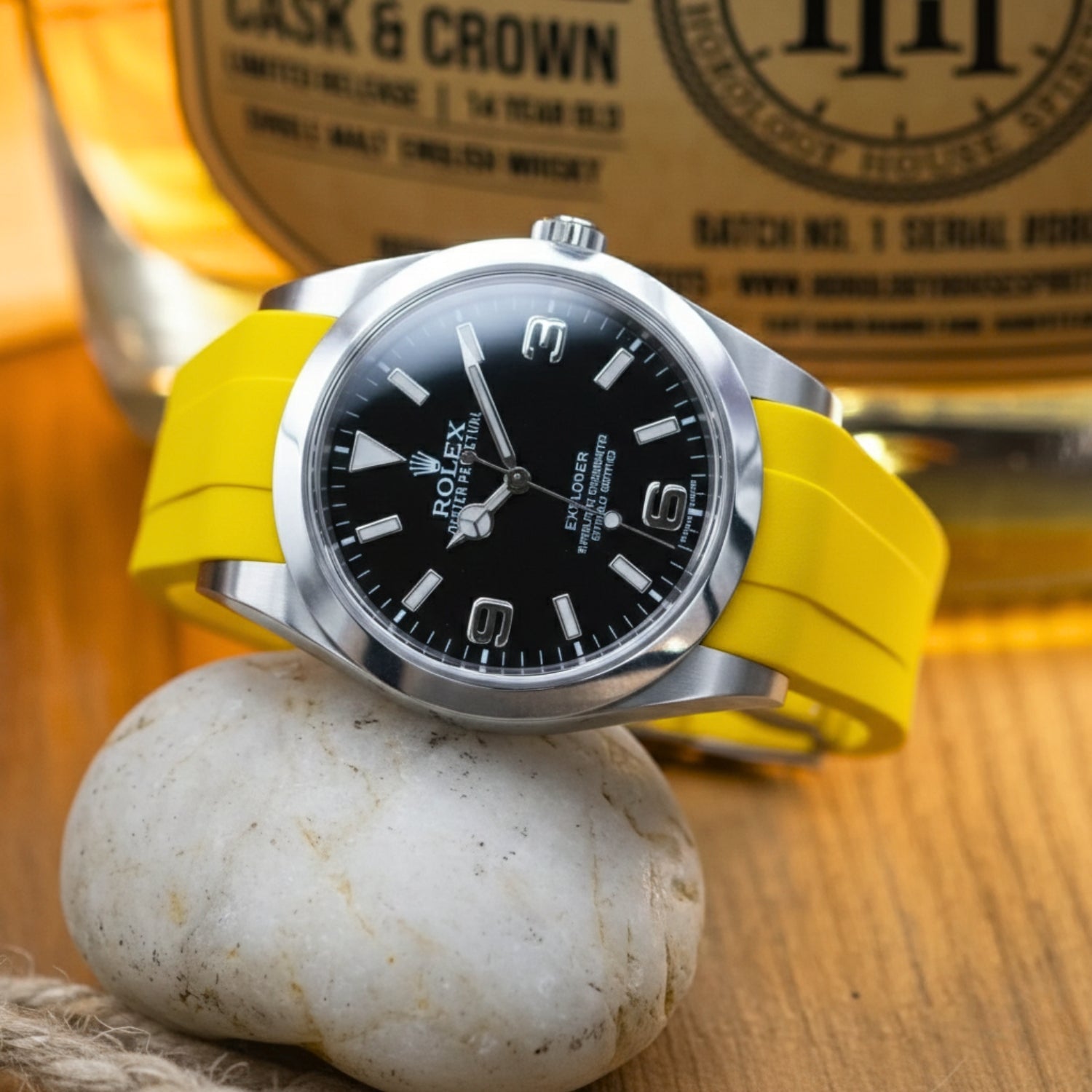 Faltschließe Kautschukarmband für Rolex Explorer I – Gelb - Helvetus DE