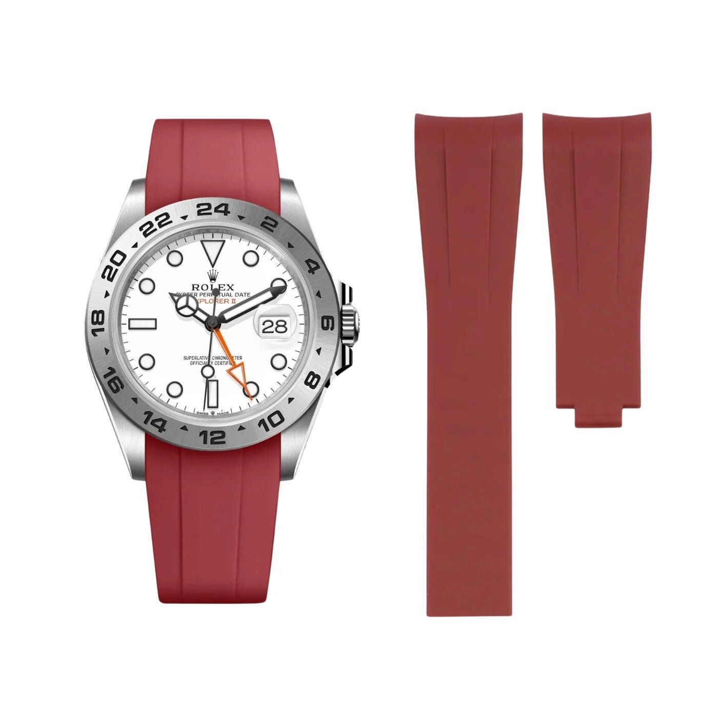 Faltschließe Kautschukarmband für Rolex Explorer II – Bordeaux - Helvetus DE