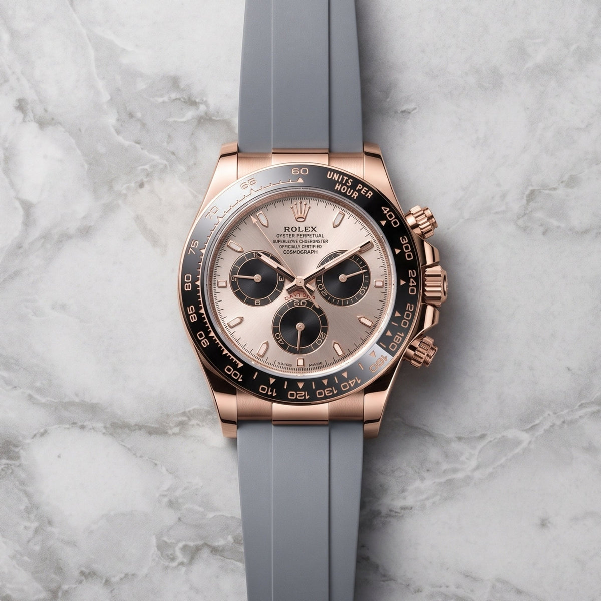 Graues FKM-Kautschukarmband für Rolex Oysterflex – Daytona, Yacht-Master & Sky-Dweller - Helvetus