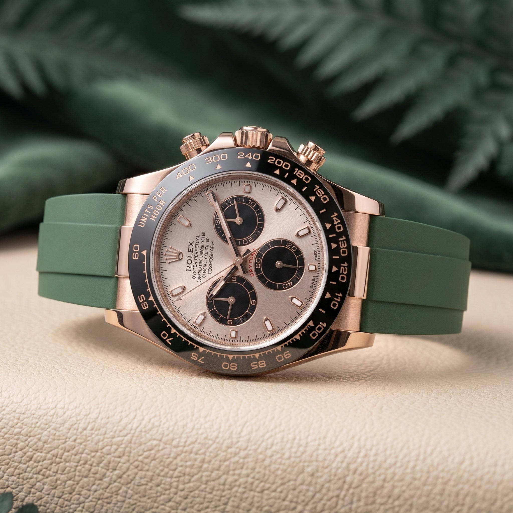 Grünes FKM-Kautschukarmband für Rolex Oysterflex – Daytona, Yacht-Master & Sky-Dweller - Helvetus