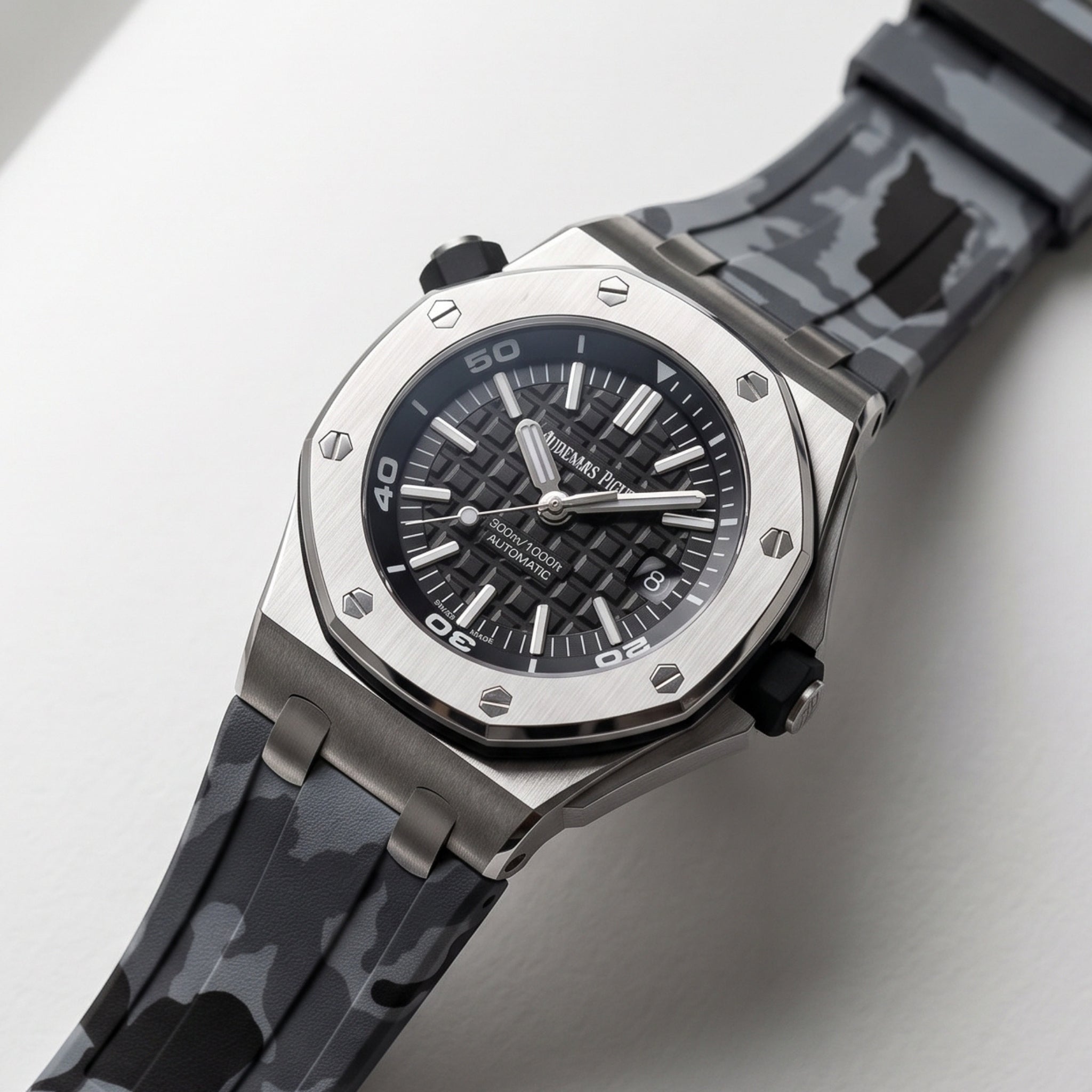 Kautschuk Armband - für alle Audemars Piguet Offshore Diver - Grau Camo - Helvetus
