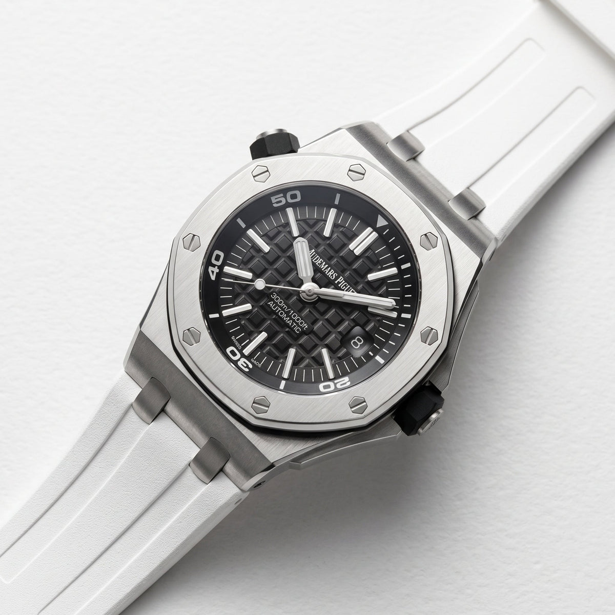 Kautschuk Armband - für alle Audemars Piguet Offshore Diver - Weiss - Helvetus
