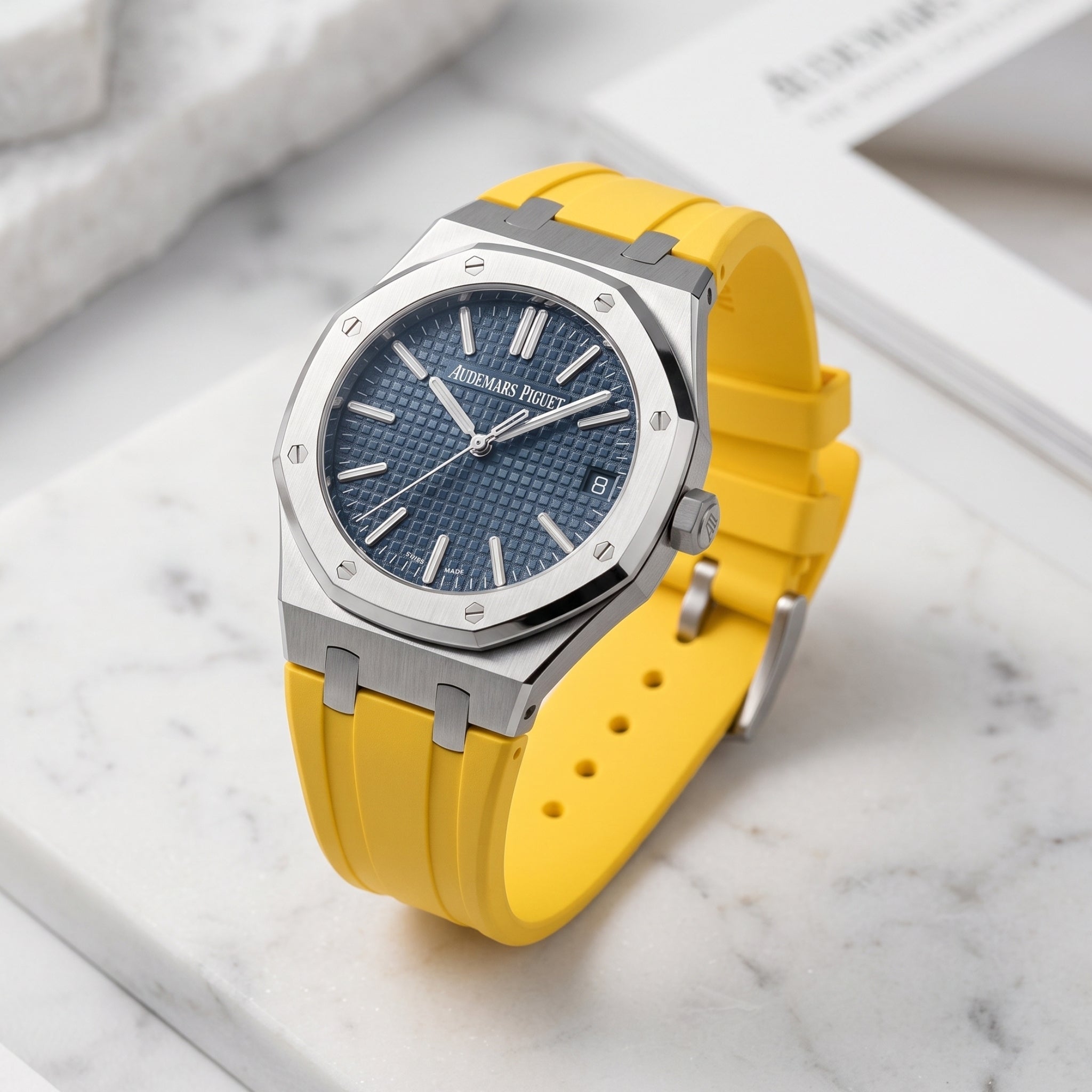 Kautschuk Armband - für alle Audemars Piguet Royal Oak 41mm - Gelb - Helvetus