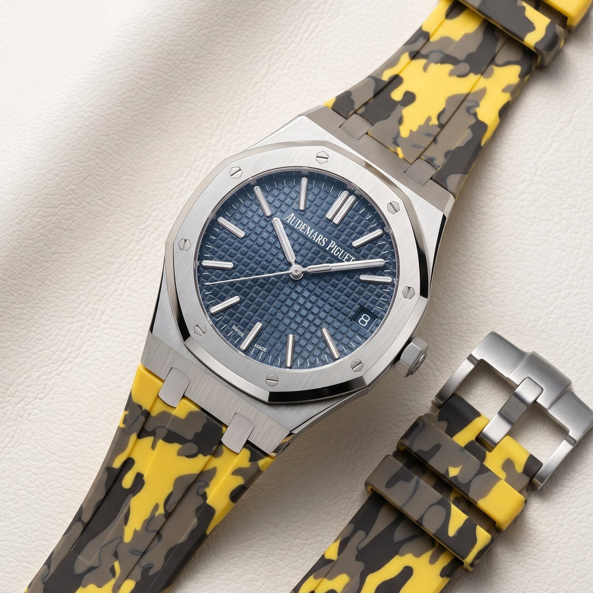 Kautschuk Armband - für alle Audemars Piguet Royal Oak 41mm - Gelb Camouflage - Helvetus