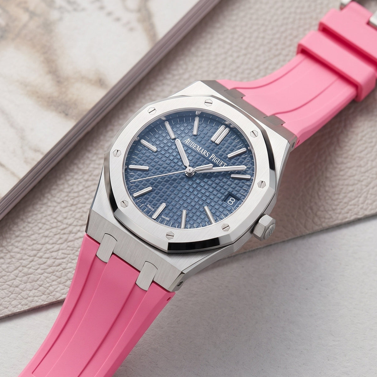Kautschuk Armband - für alle Audemars Piguet Royal Oak 41mm - Pink - Helvetus