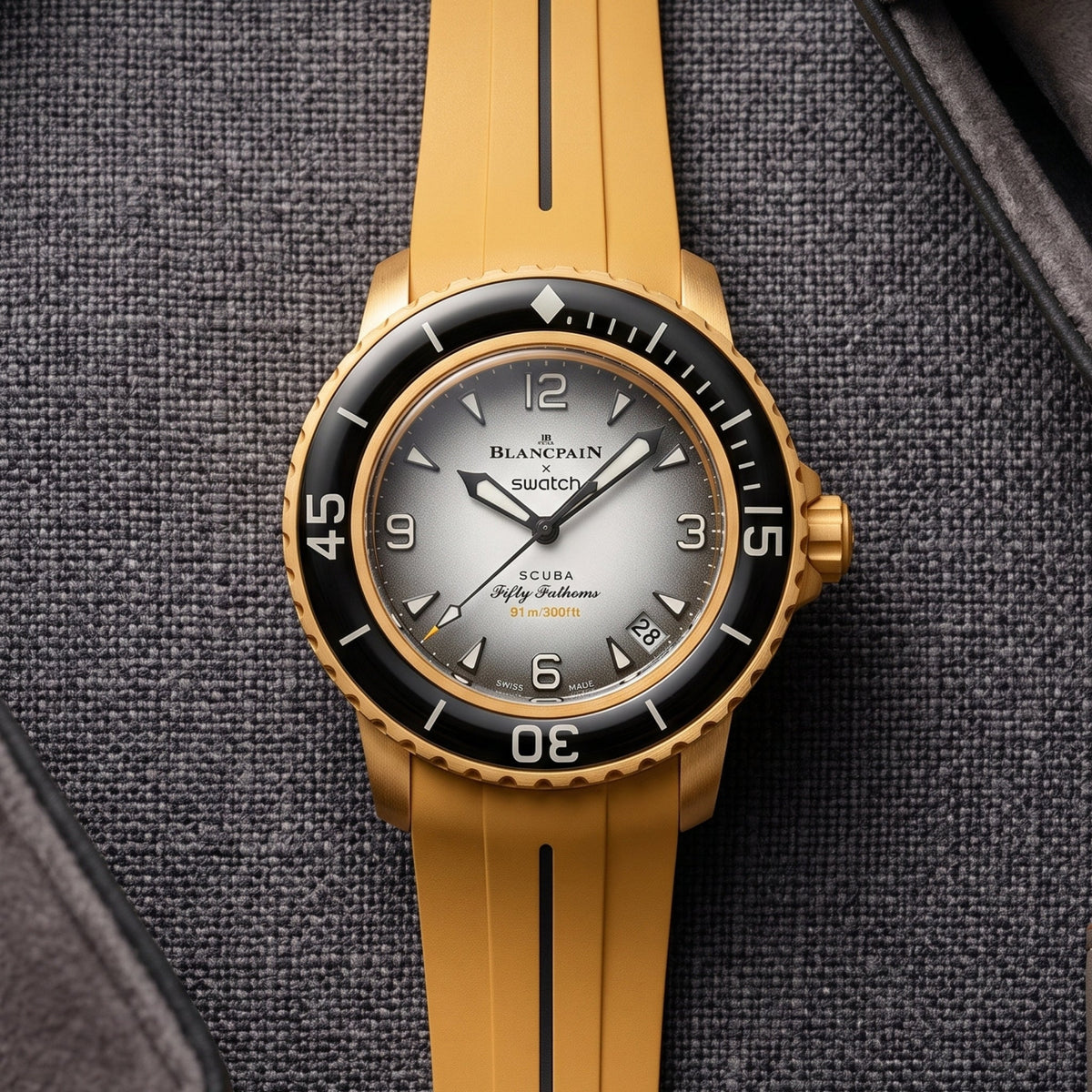 Kautschuk Armband für Blancpain X Swatch - Pacific Ocean - LuxLine® - Gelb/Schwarz - Helvetus