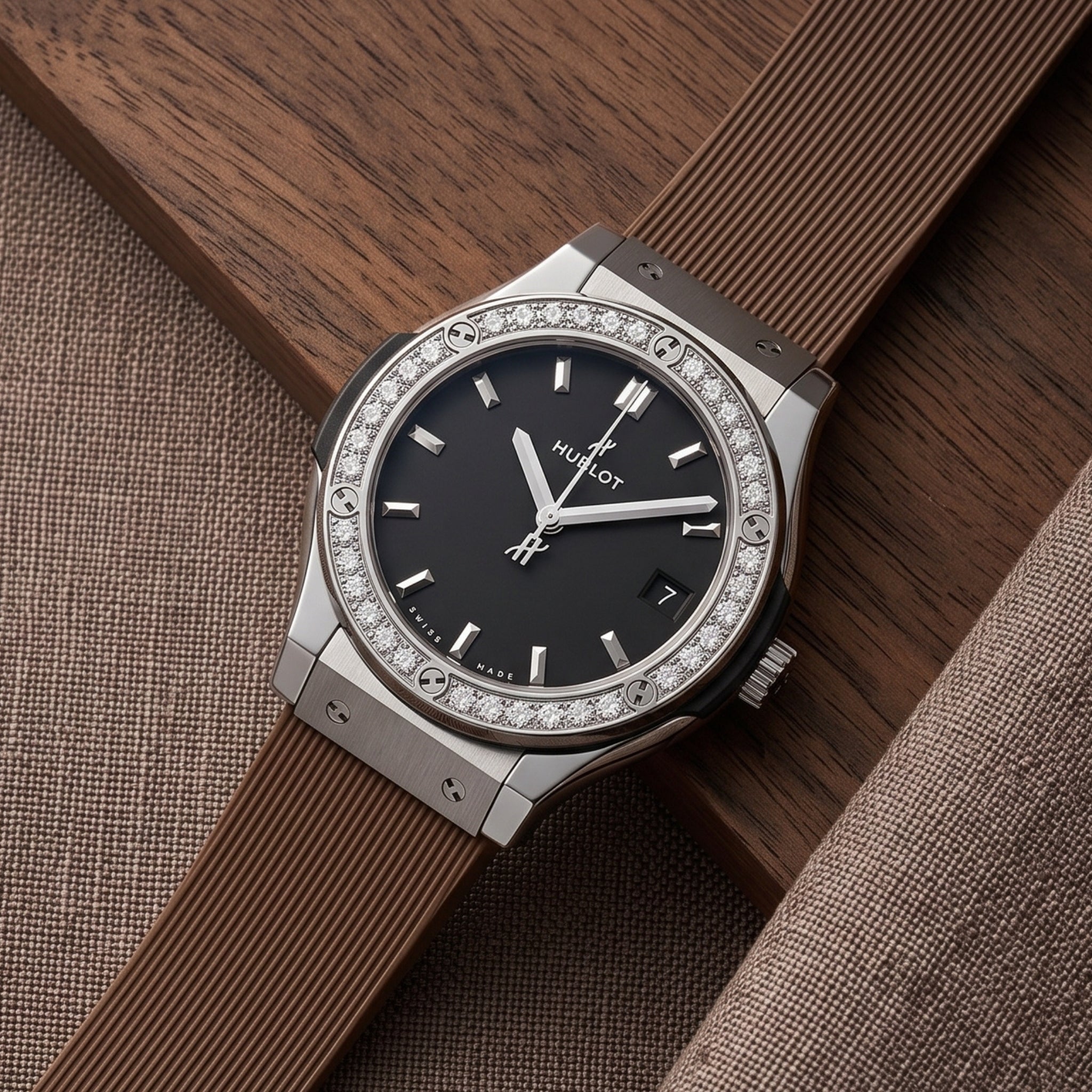 Kautschuk Armband – Für Hublot Damen Modell – Braun - Helvetus
