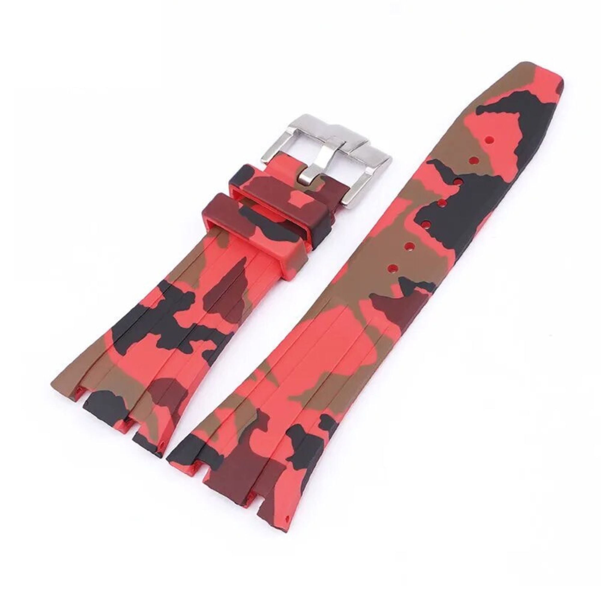 Kautschuk Armband - fur alle AP Royal Oak 41mm - Rot Camouflage - Helvetus DE