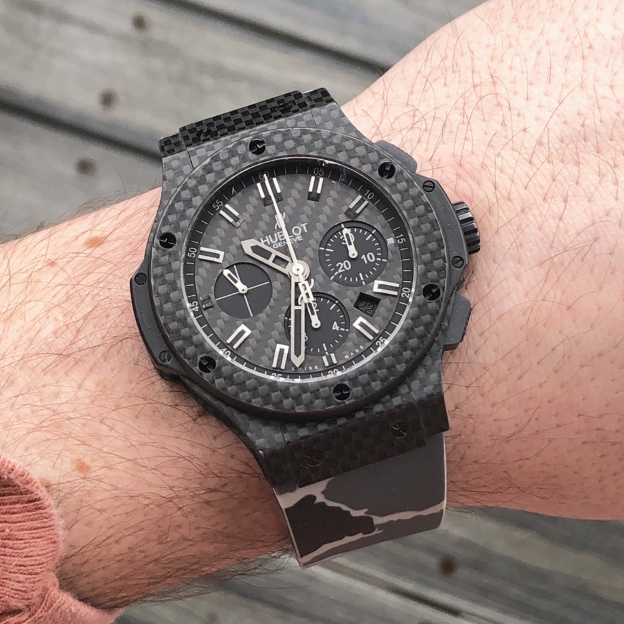 Kautschuk Armband – Für Hublot Big Bang 44mm – Weiss Camo - Helvetus DE