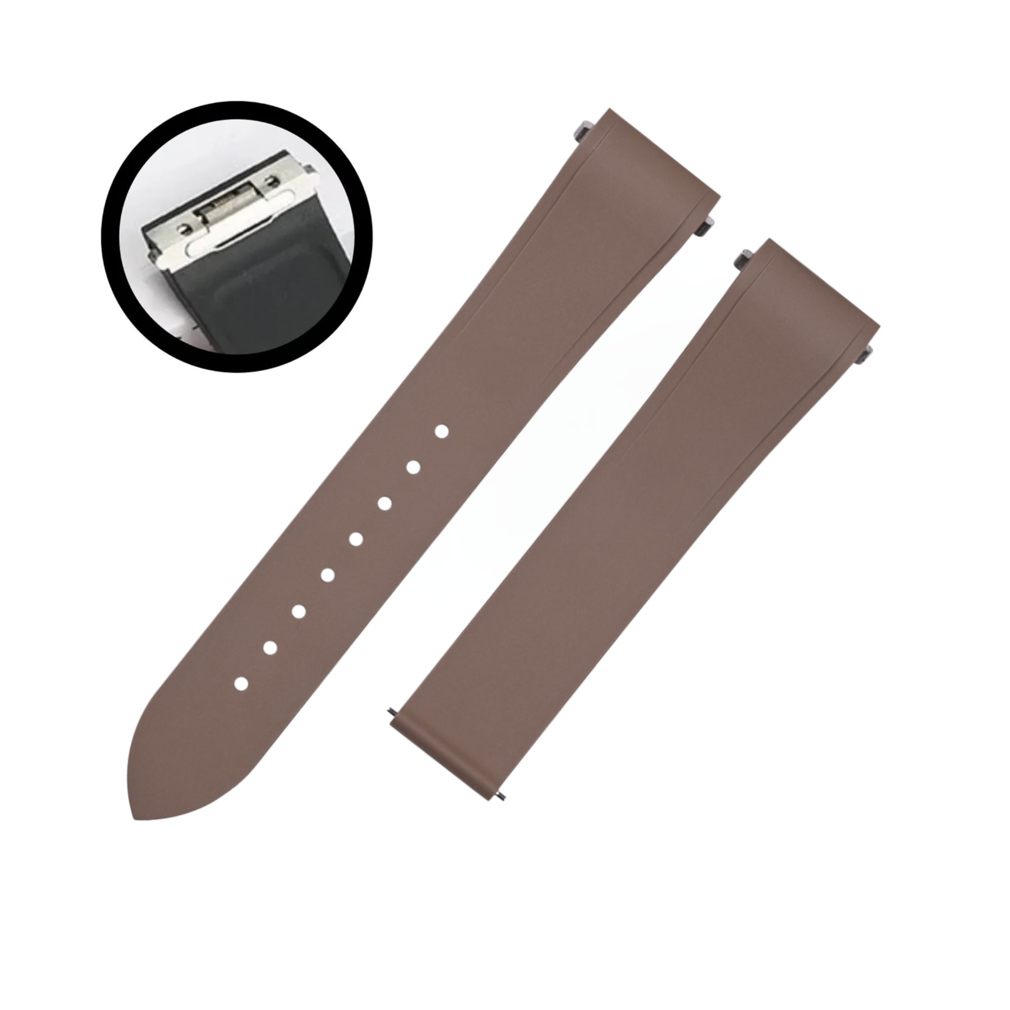 Kautschuk Armband für Santos de Cartier Medium – Braun – Quick Switch/Release - Helvetus DE