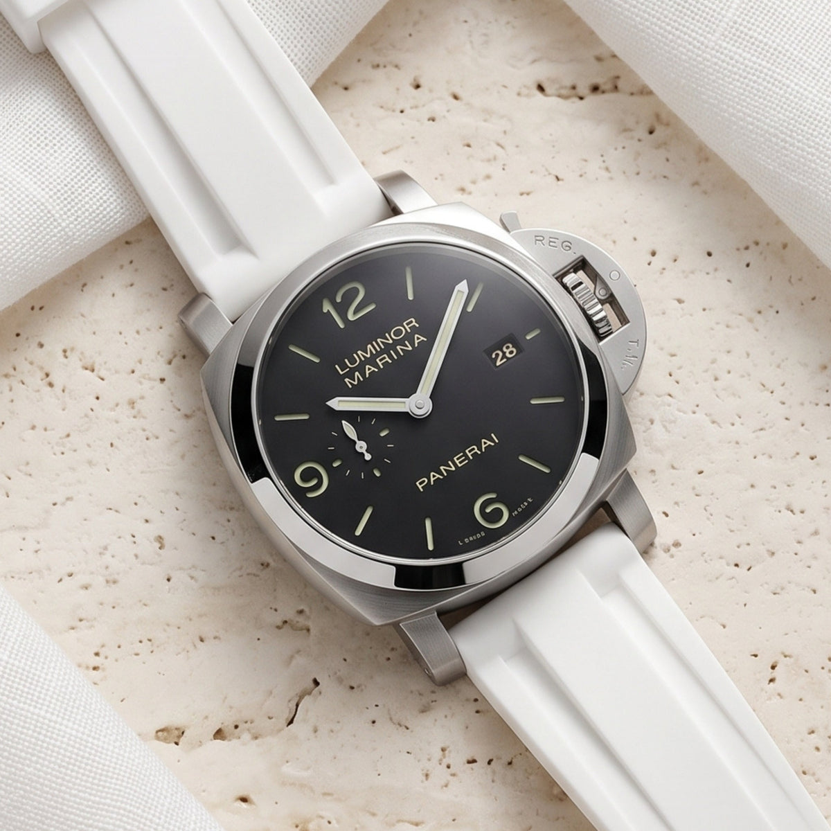 Kautschukarmband – Für Panerai – Weiss - Helvetus