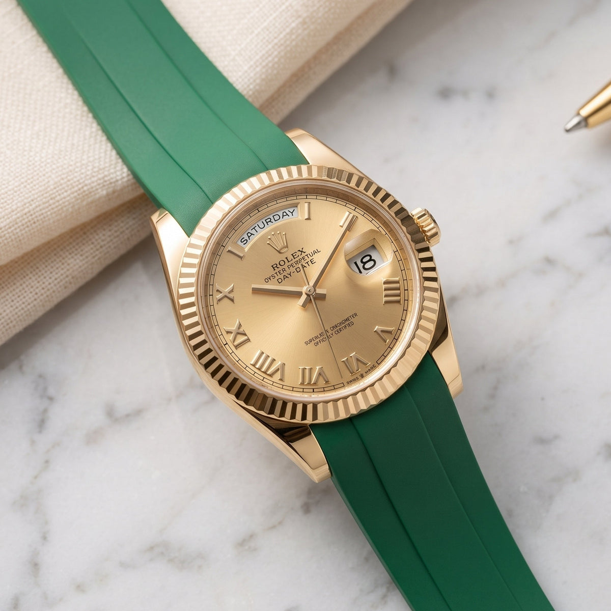 Kautschukarmband für Rolex Day-Date II 41mm – Grün - Helvetus