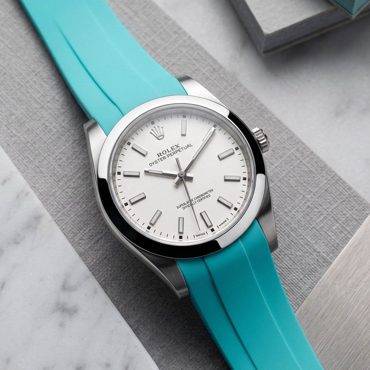 Kautschukarmband für Rolex Oyster Perpetual 39mm – Türkis - Helvetus