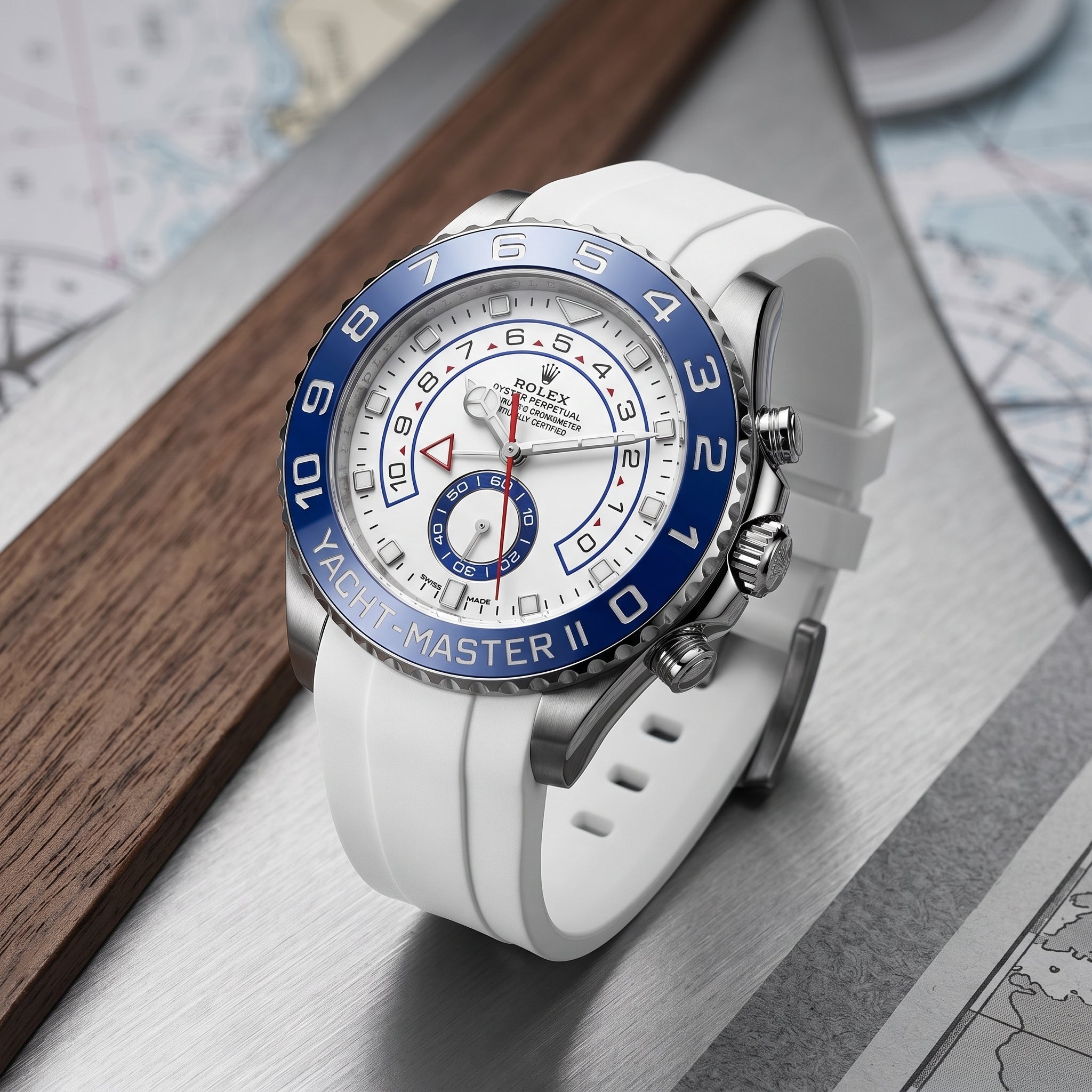 Kautschukarmband für Rolex Yacht-Master II 44mm - Weiss - Helvetus