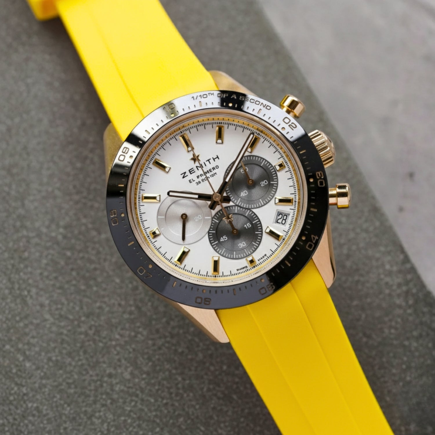 Kautschukarmband für alle Zenith Chronomaster Modelle – Gelb - Helvetus DE