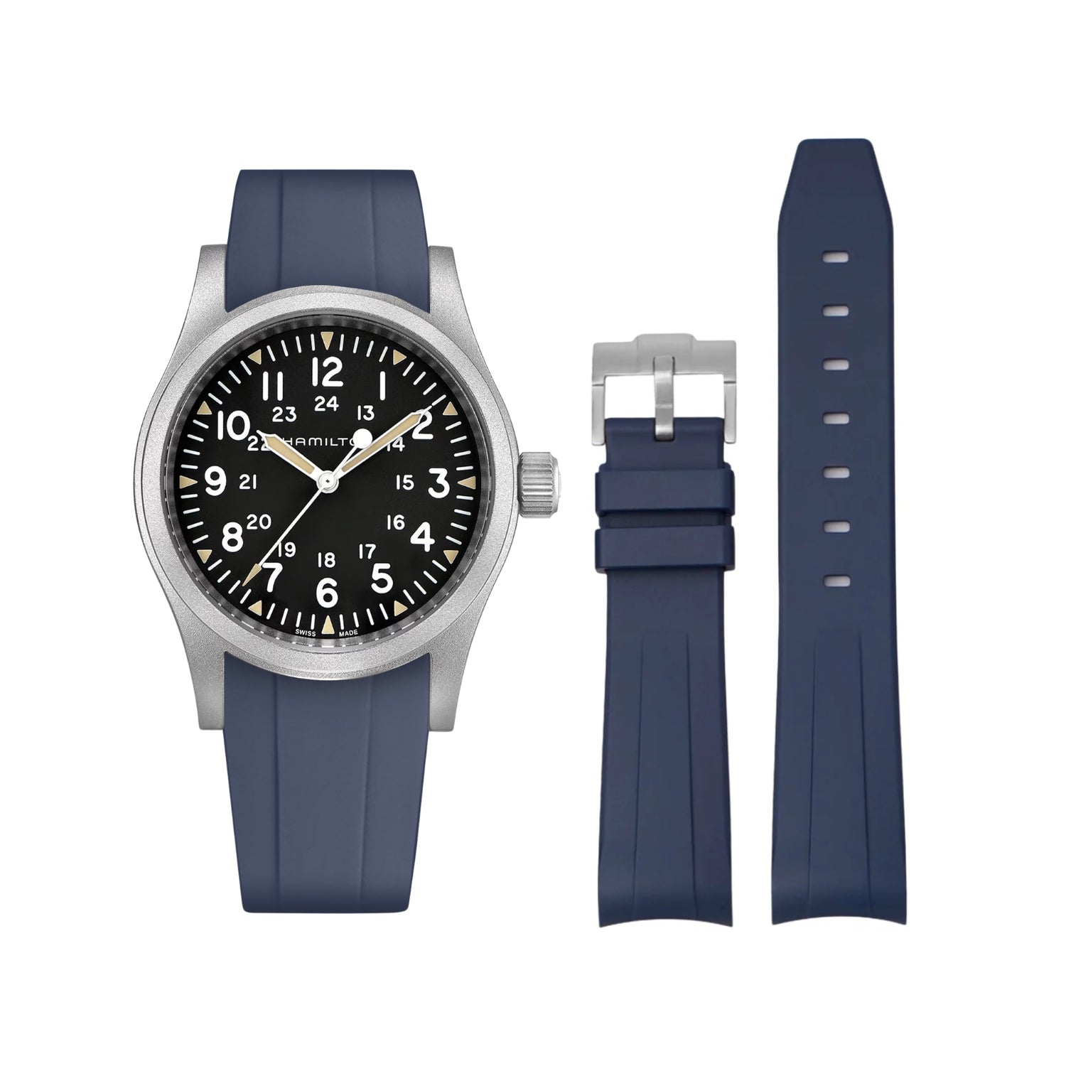 Kautschukarmband für Hamilton Khaki Field - Dunkel Blau - Helvetus DE