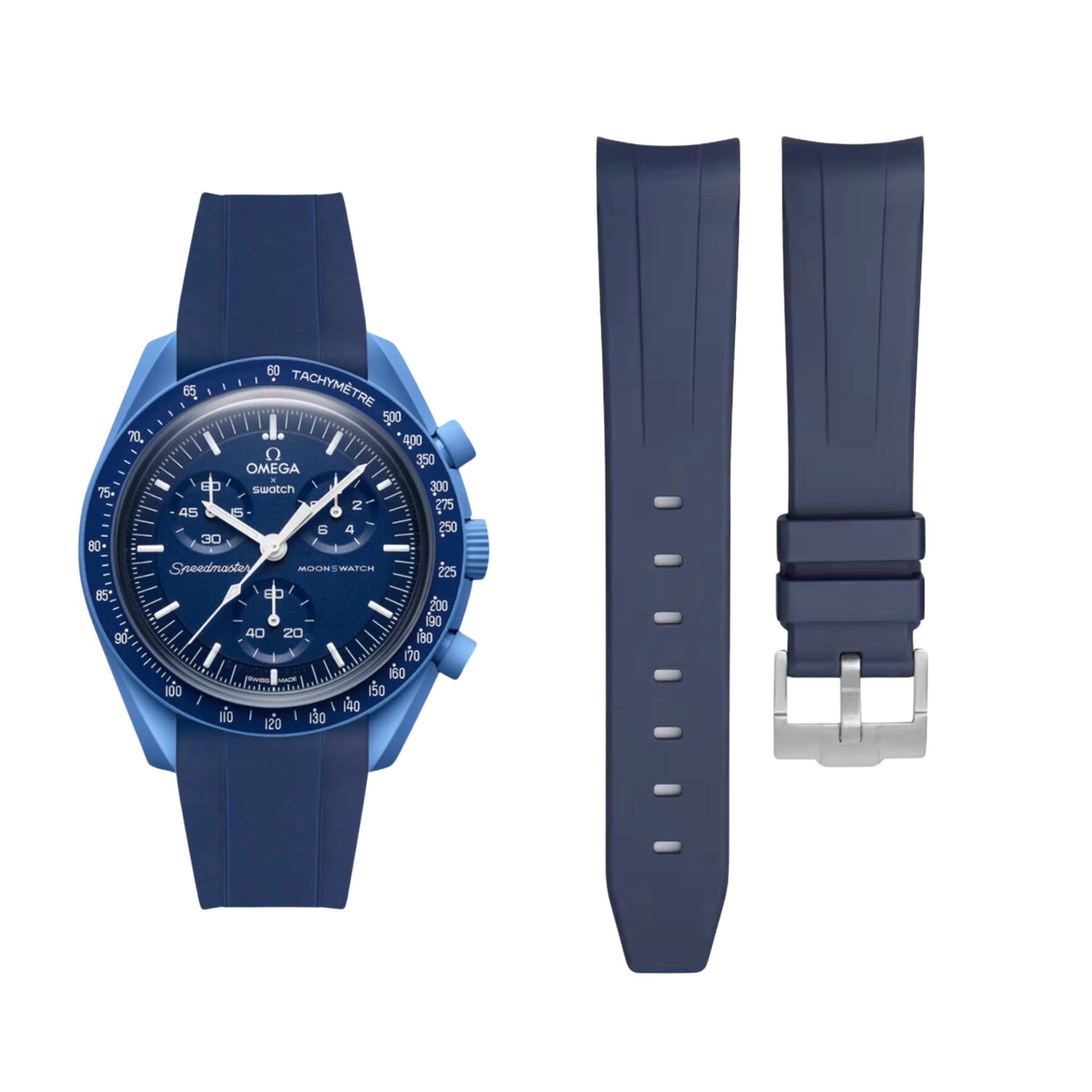 Kautschukarmband – Für Mission to Neptune | Omega X Swatch | MoonSwatch – Dunkel Blau - Helvetus DE