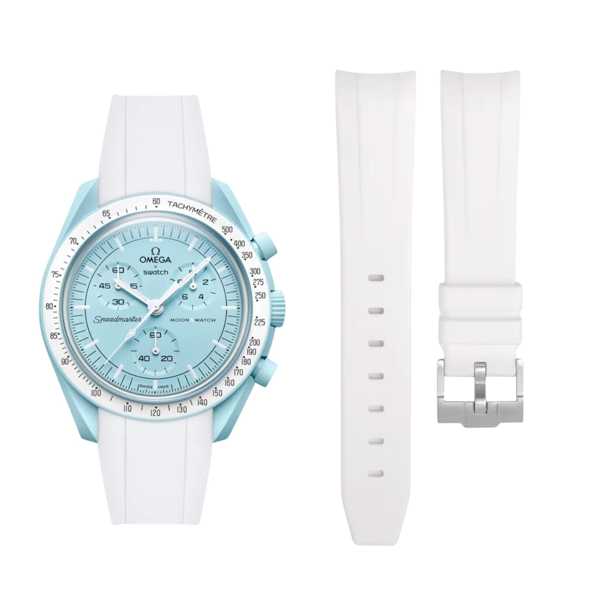 Kautschukarmband – Für Mission to Uranus | Omega X Swatch | MoonSwatch – Weiß - Helvetus DE