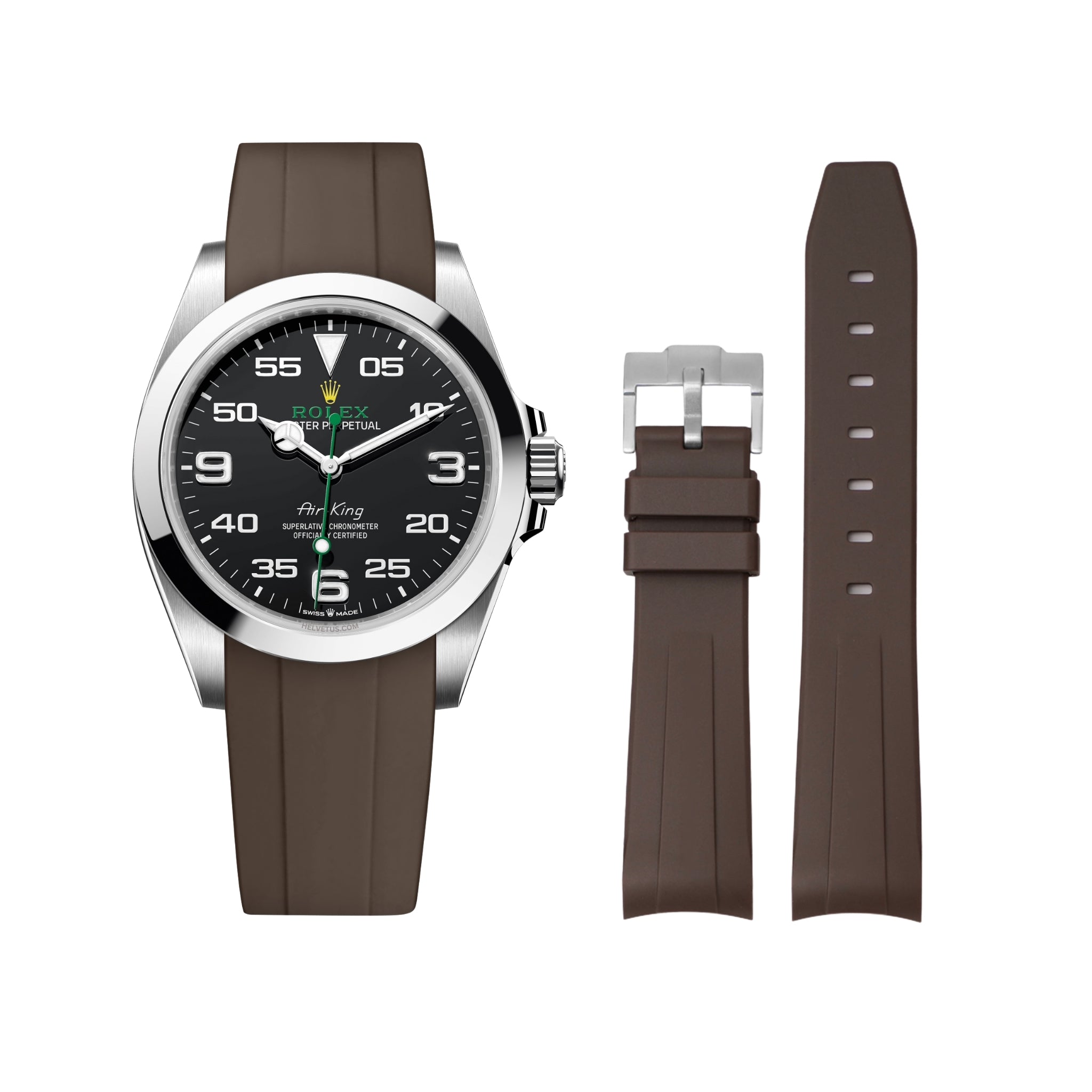 Kautschukarmband für Rolex Air - King 126900/116900 – Braun - Helvetus DE