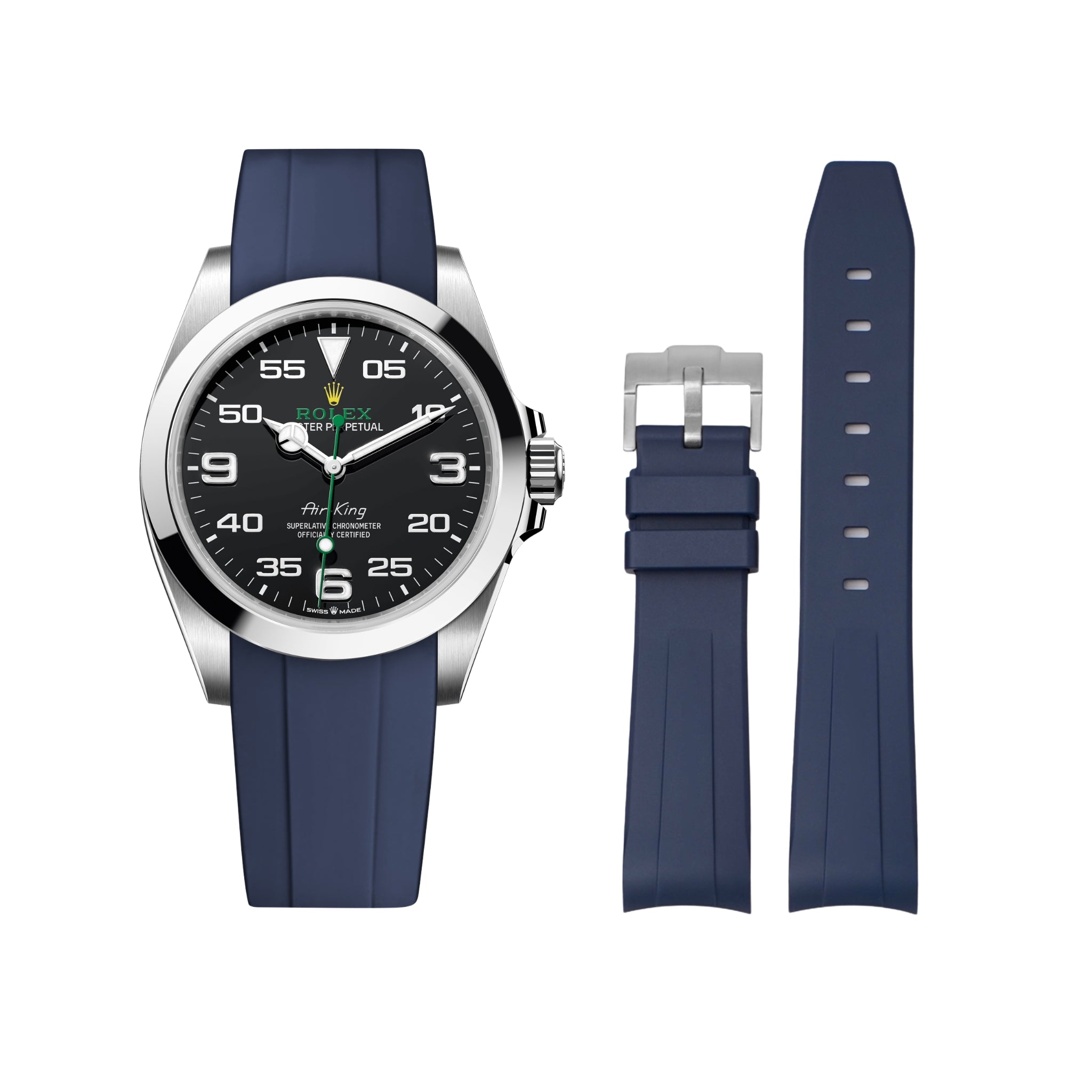 Kautschukarmband für Rolex Air - King 126900/116900 – Dunkel Blau - Helvetus DE