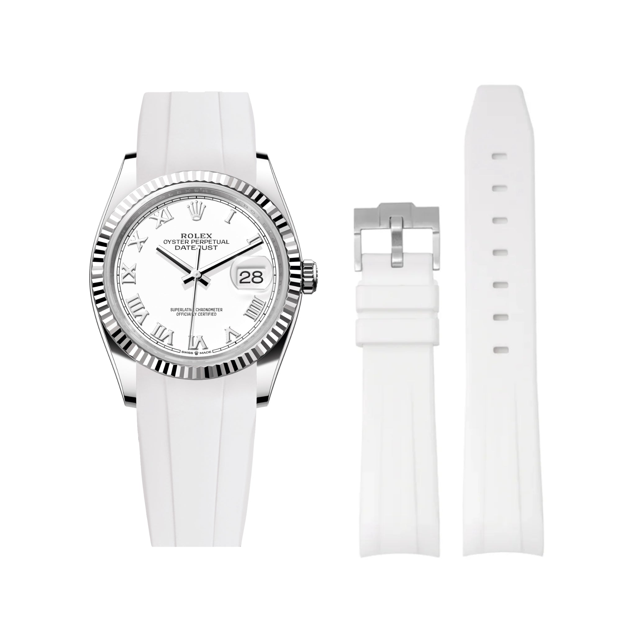 Kautschukarmband für Rolex Datejust 36 – Weiss - Helvetus DE