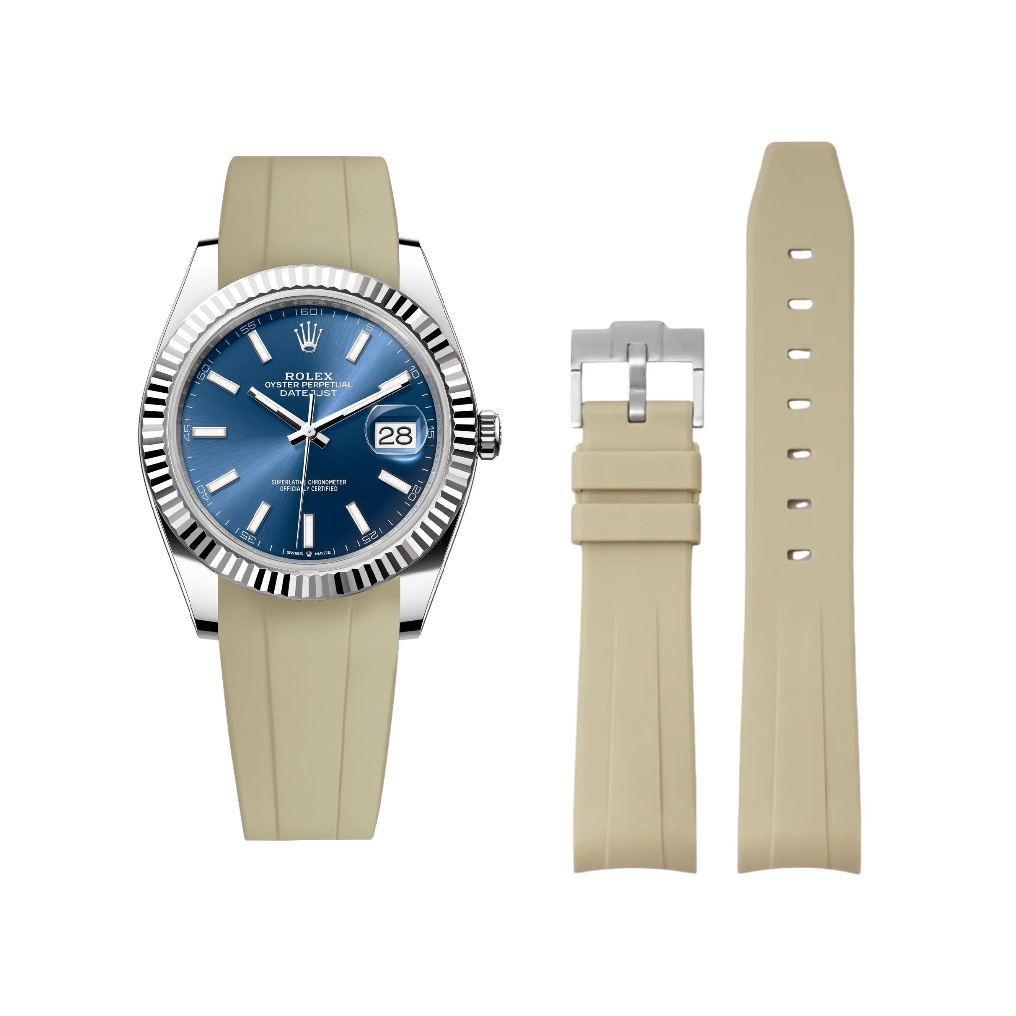 Kautschukarmband für Rolex Datejust 41mm – Beige - Helvetus DE
