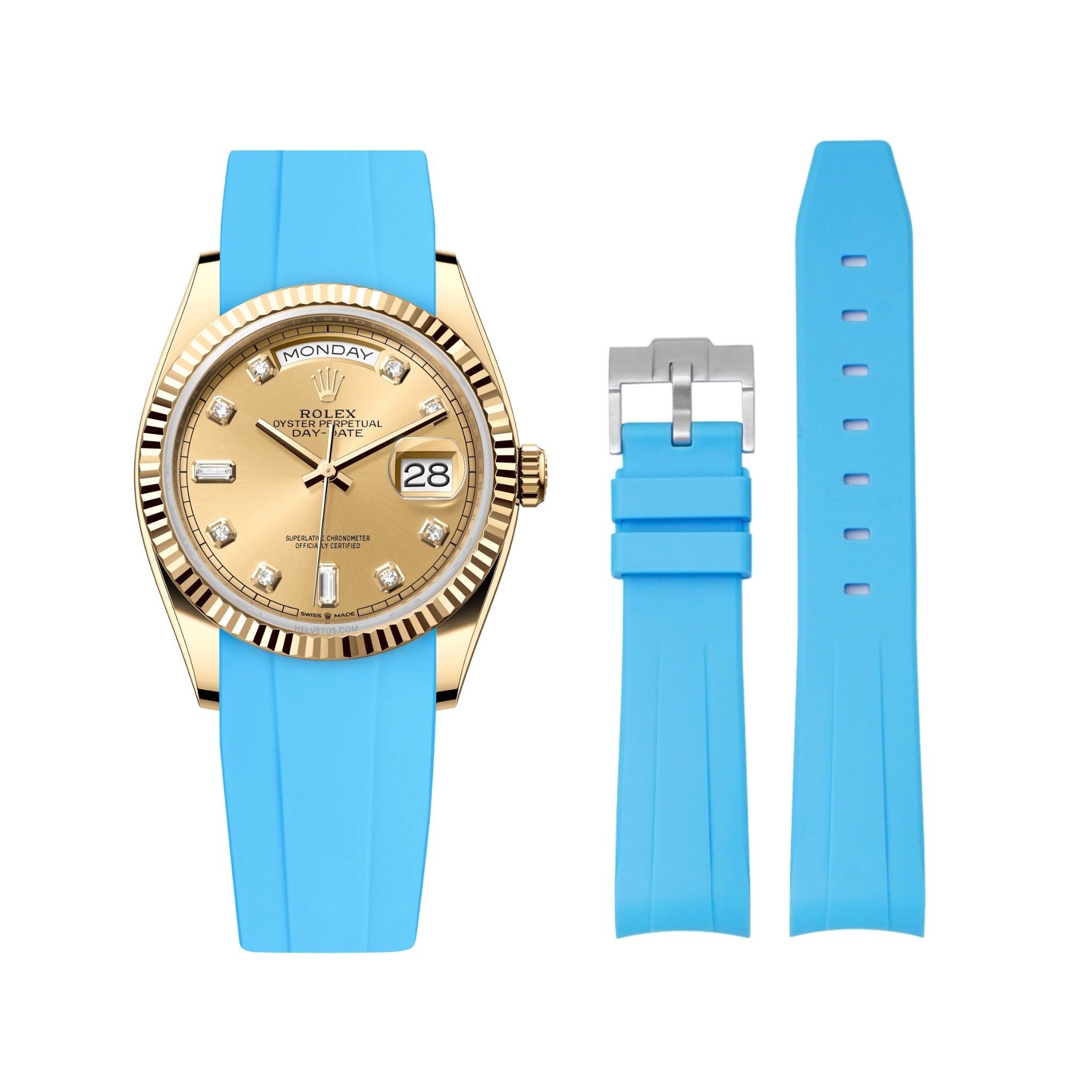 Kautschukarmband für Rolex Day - Date 36mm – Hell Blau - Helvetus DE