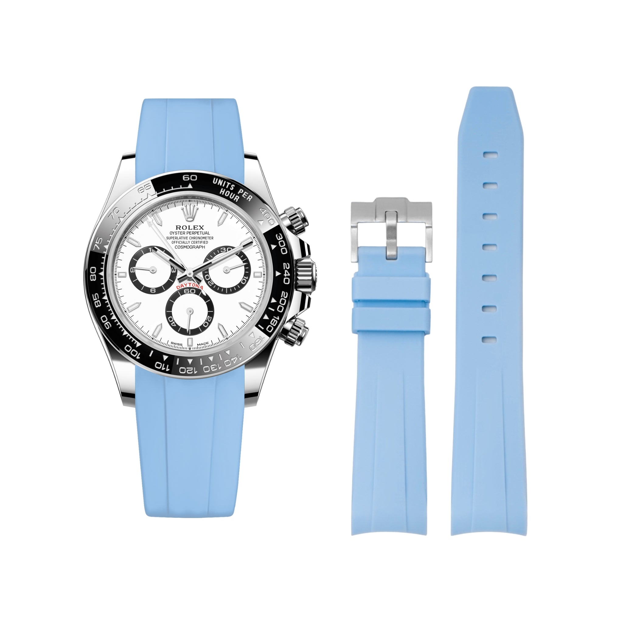Kautschukarmband – für Rolex Daytona – Baby Blau - Helvetus DE