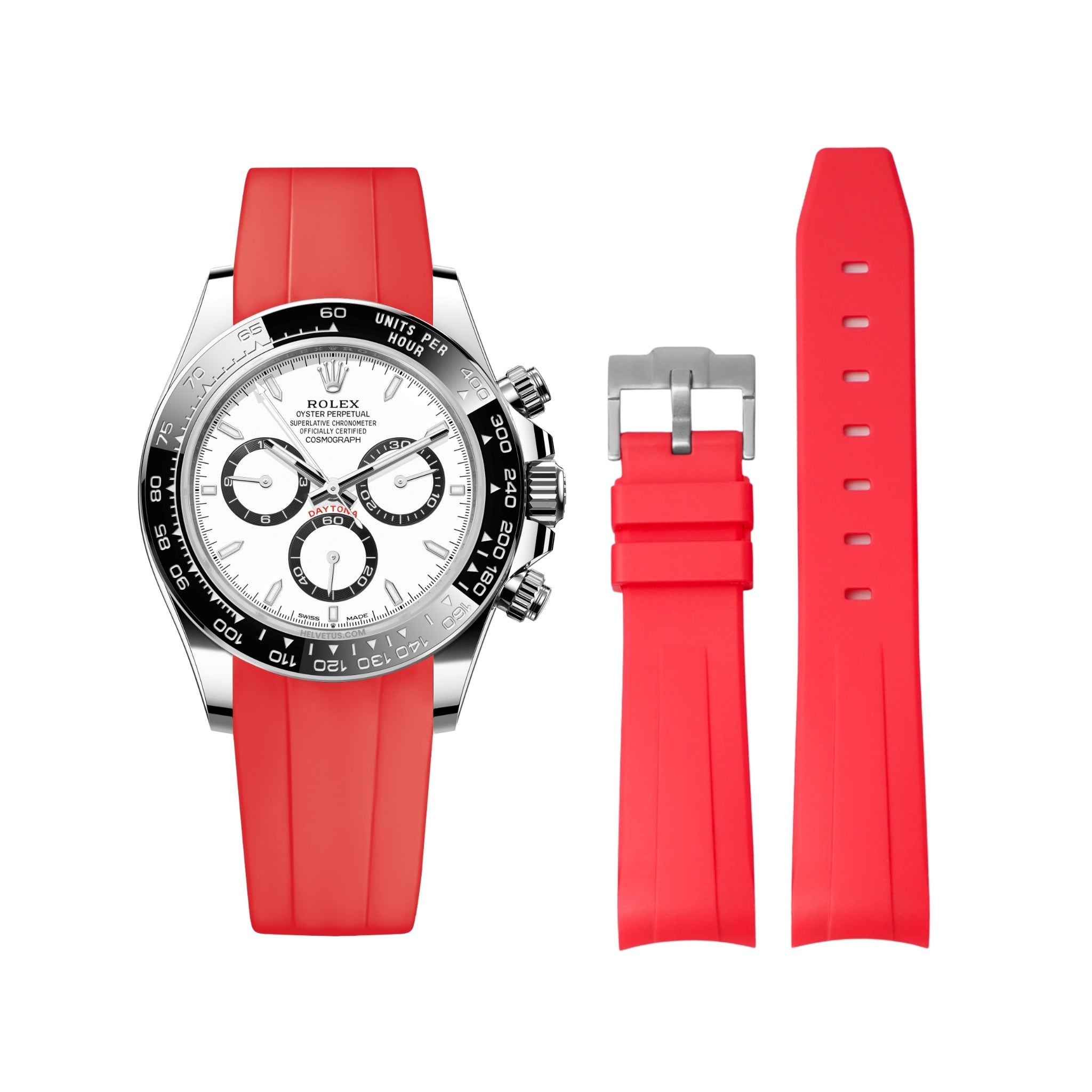 Kautschukarmband – für Rolex Daytona – Rot - Helvetus DE