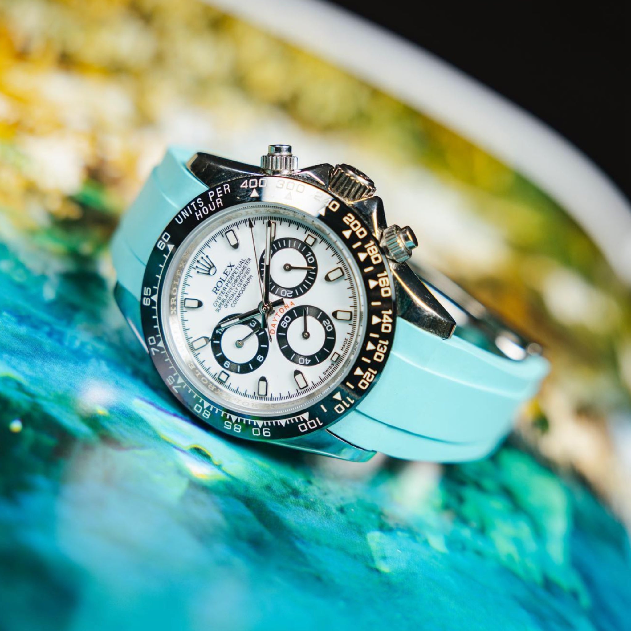 Kautschukarmband – für Rolex Daytona – Türkis - Helvetus DE