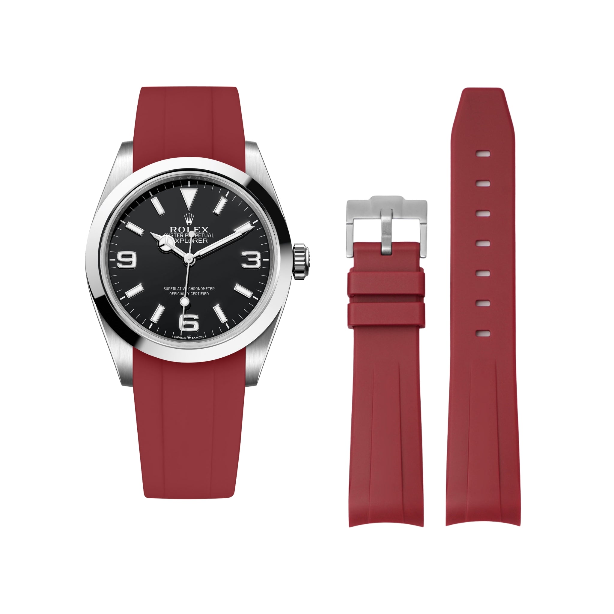 Kautschukarmband für Rolex Explorer I – Bordeaux - Helvetus DE