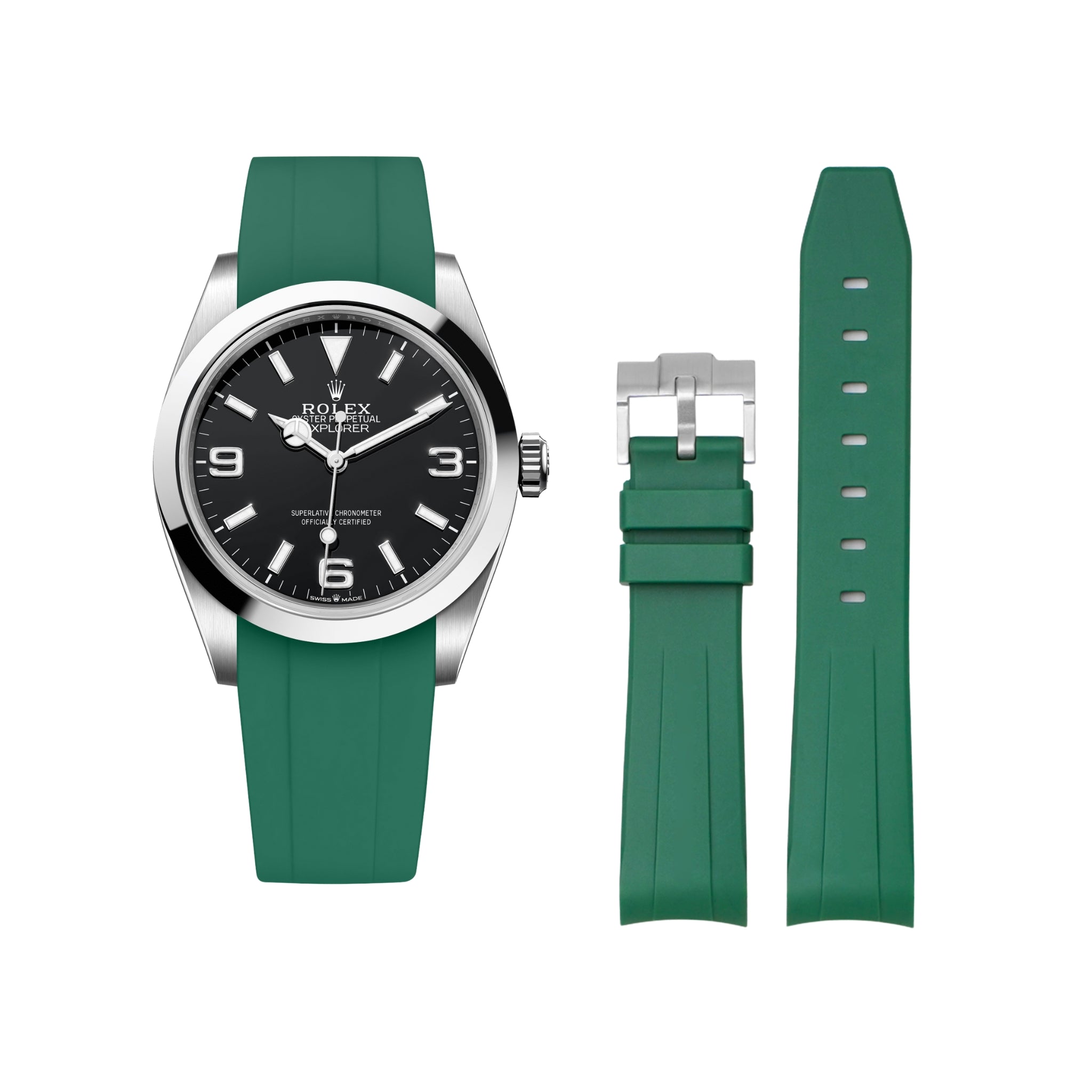Kautschukarmband für Rolex Explorer I – Grün - Helvetus DE