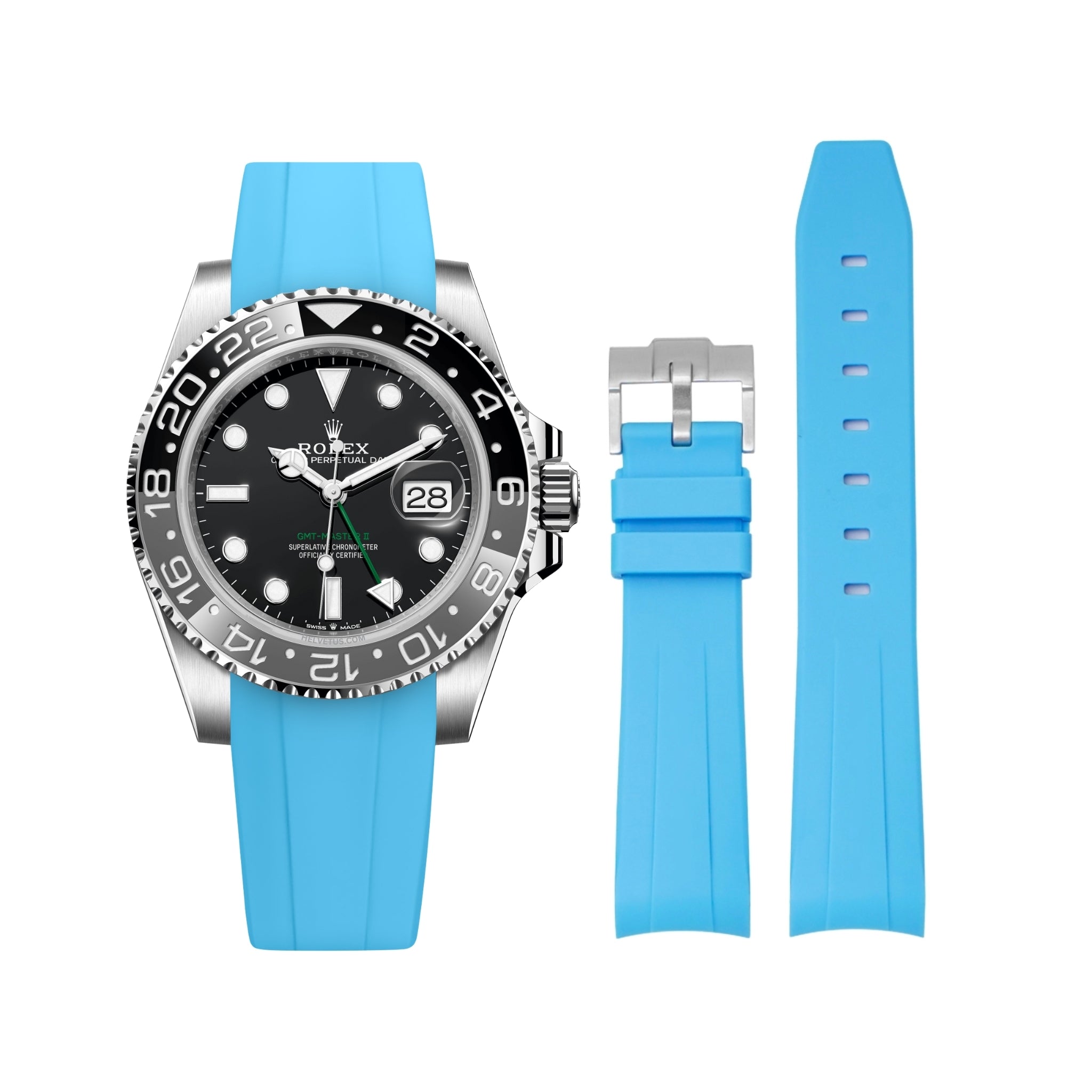 Kautschukarmband für Rolex GMT - Master II – Hell Blau - Helvetus DE