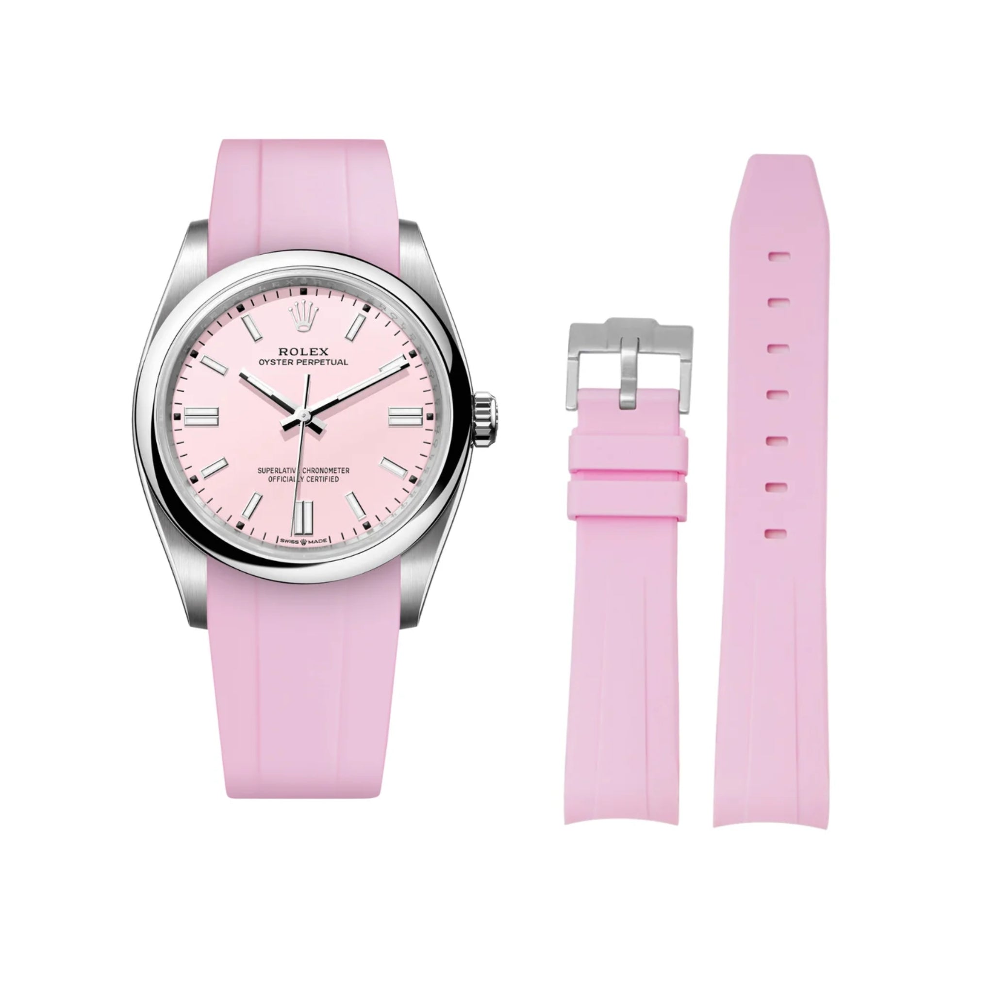 Kautschukarmband für Rolex Oyster Perpetual 36mm – Pink - Helvetus DE