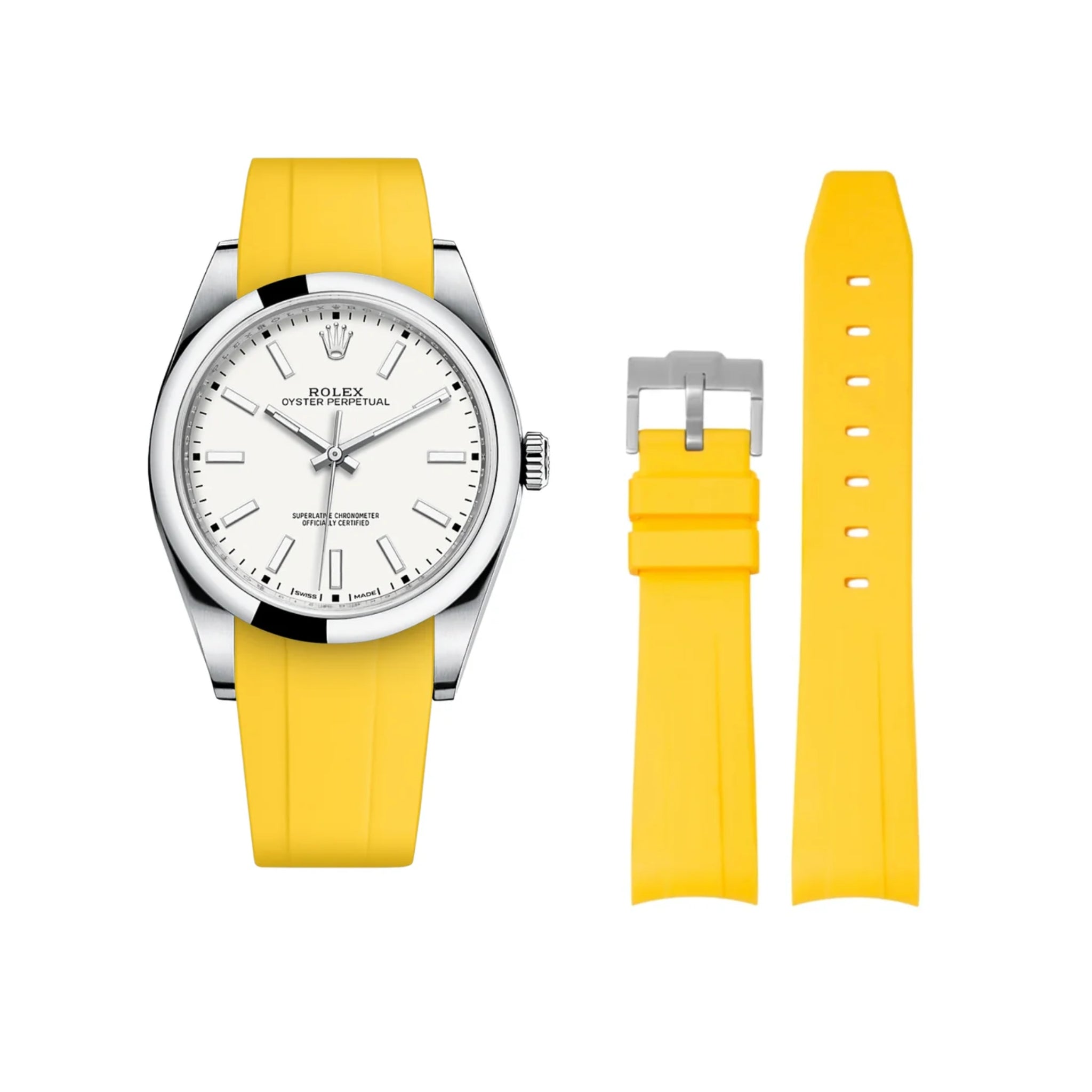 Kautschukarmband für Rolex Oyster Perpetual 39mm – Gelb - Helvetus DE