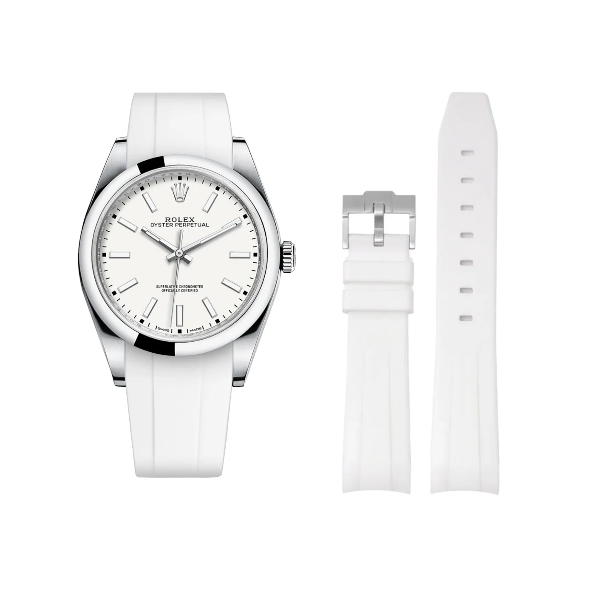 Kautschukarmband für Rolex Oyster Perpetual 39mm – Weiss - Helvetus DE