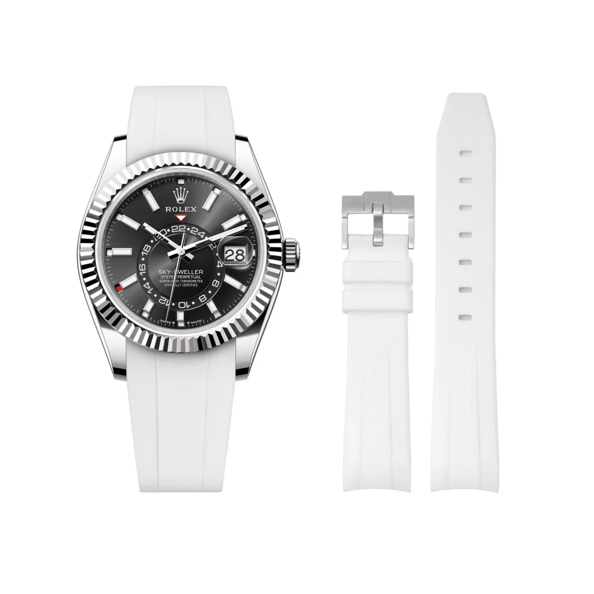 Kautschukarmband für Rolex Sky - Dweller – Weiss - Helvetus DE