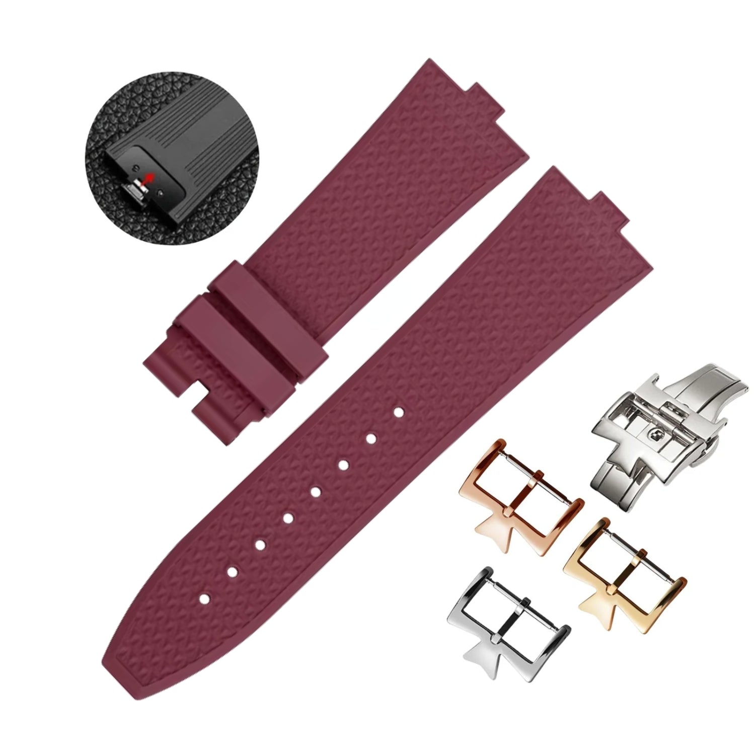 Kautschukarmband – für Vacheron Constantin Overseas – Bordeaux Rot - Helvetus DE