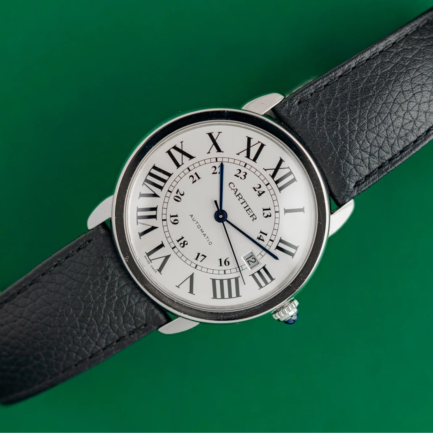 Leder Armband für Cartier Ronde Modelle – Schwarz - Helvetus DE