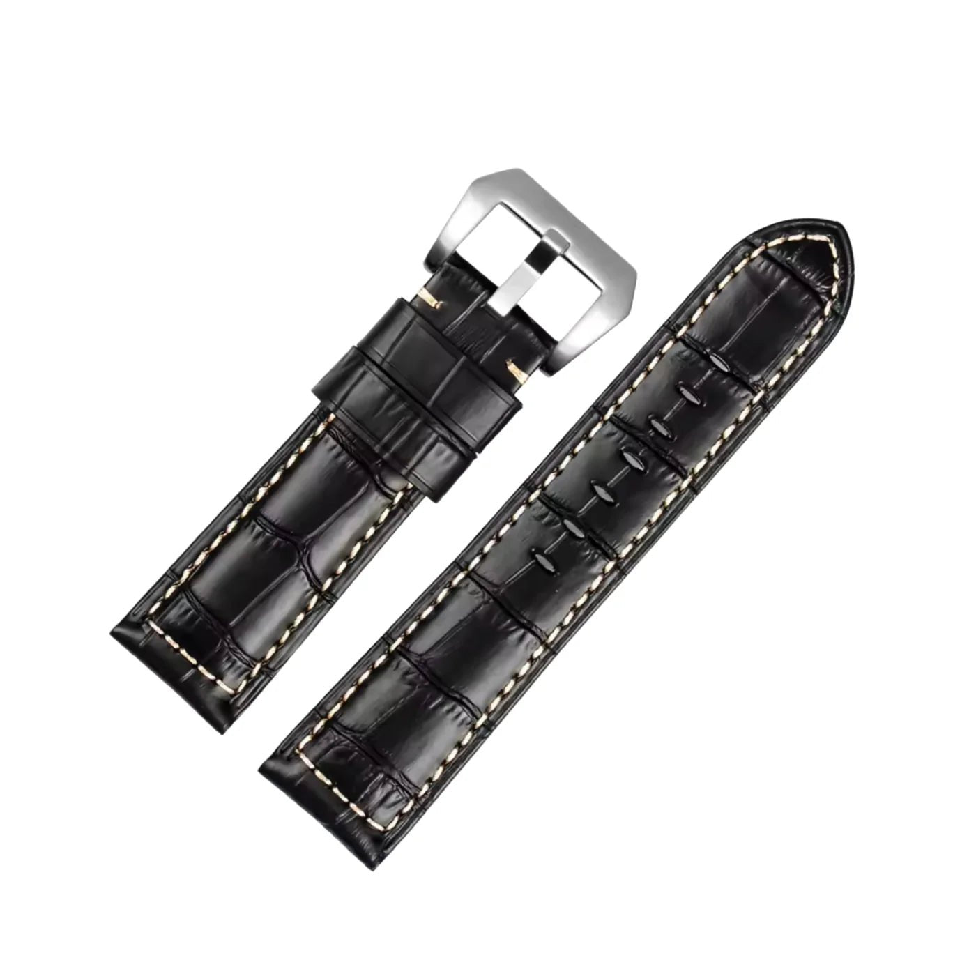 Leder Muster Armband - Für Panerai - Schwarz/Weiss - Helvetus DE