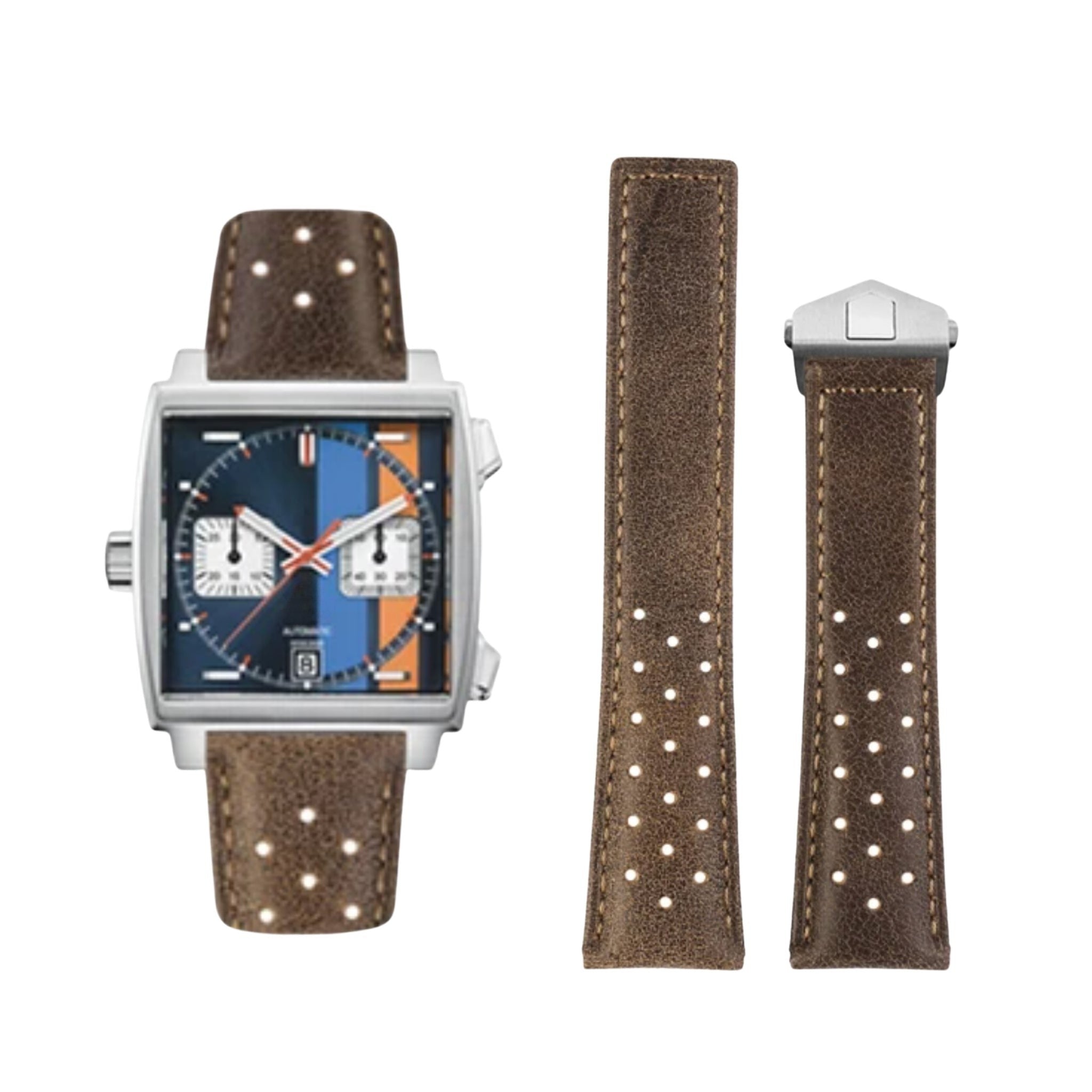 Lederarmband – Für Tag Heuer Monaco – Braun - Helvetus DE