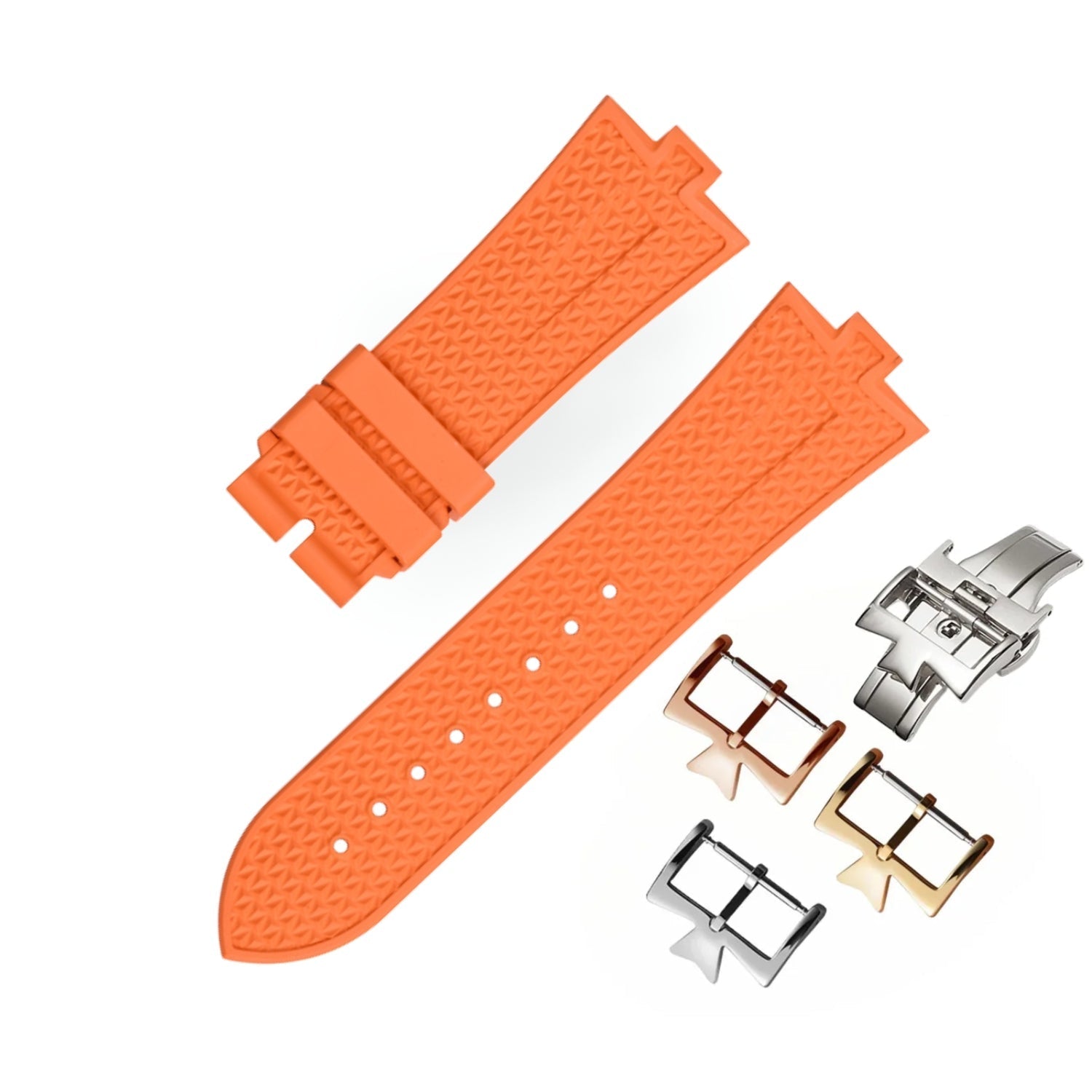 Texturiertes Kautschukarmband – Für Vacheron Constantin Overseas 25 mm – Orange - Helvetus DE