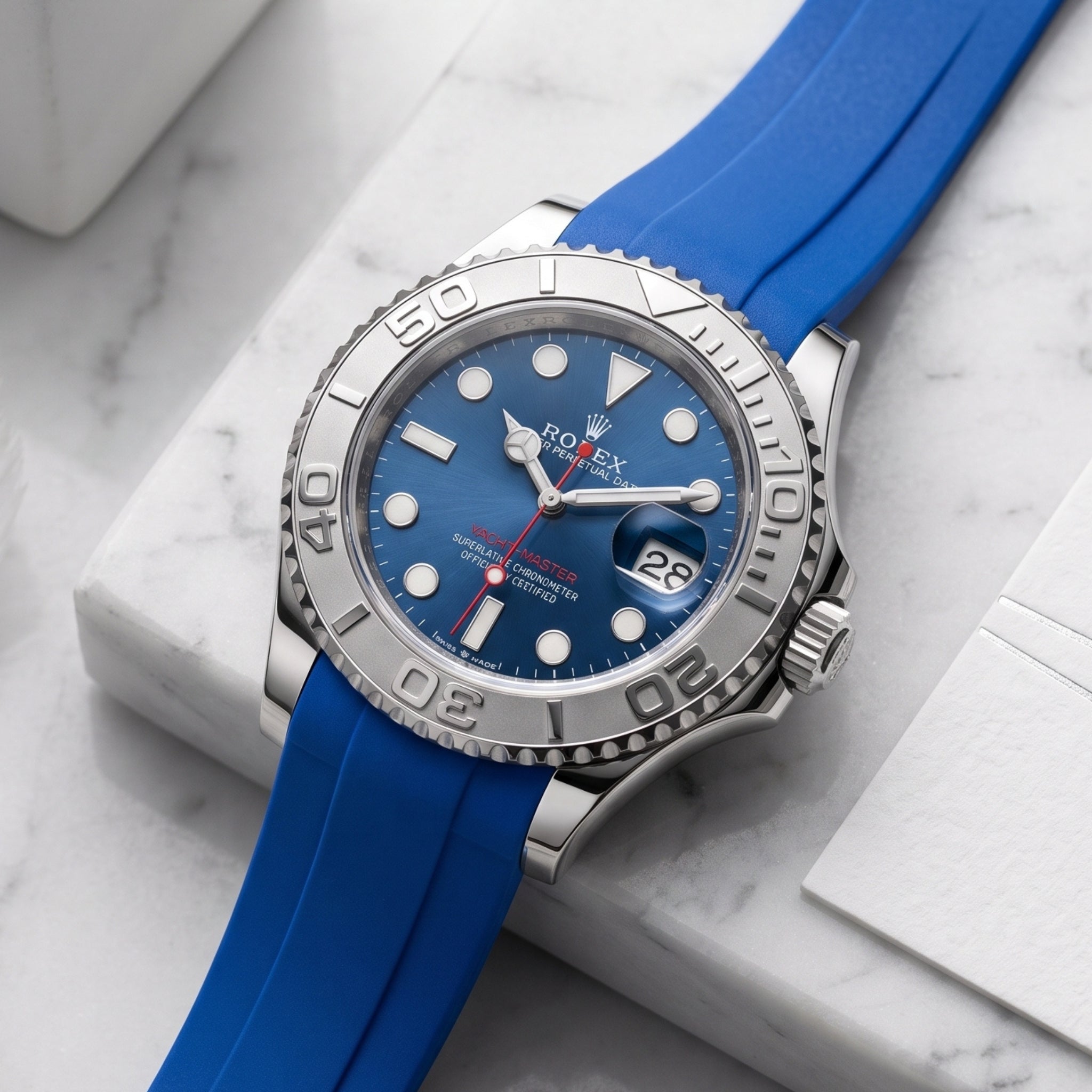 Zapięcie motylkowe Pasek kauczukowy do Rolex Yacht-Master 40mm/42mm – Niebieski